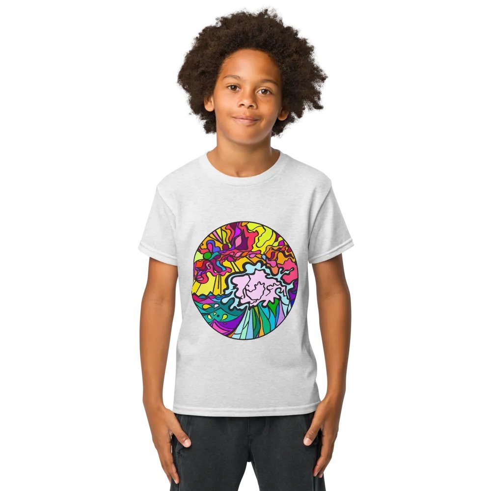 Psychedelic Floral Youth Sports Tee - Wave at Sunset product image (9)