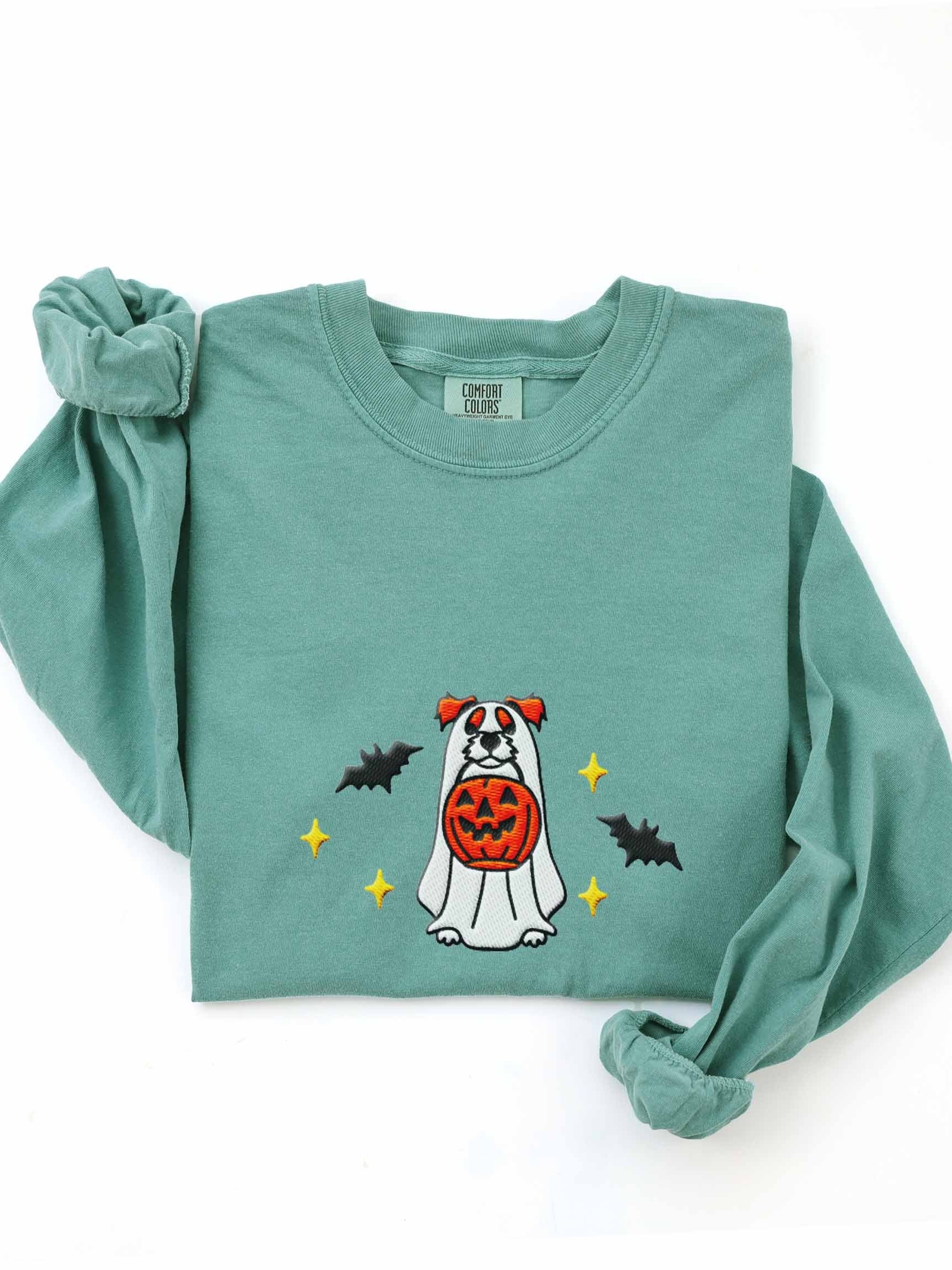 Halloween Parson Russell Terrier (Red & White, Rough Coat) Embroidered Long-Sleeve T-Shirt product image (1)