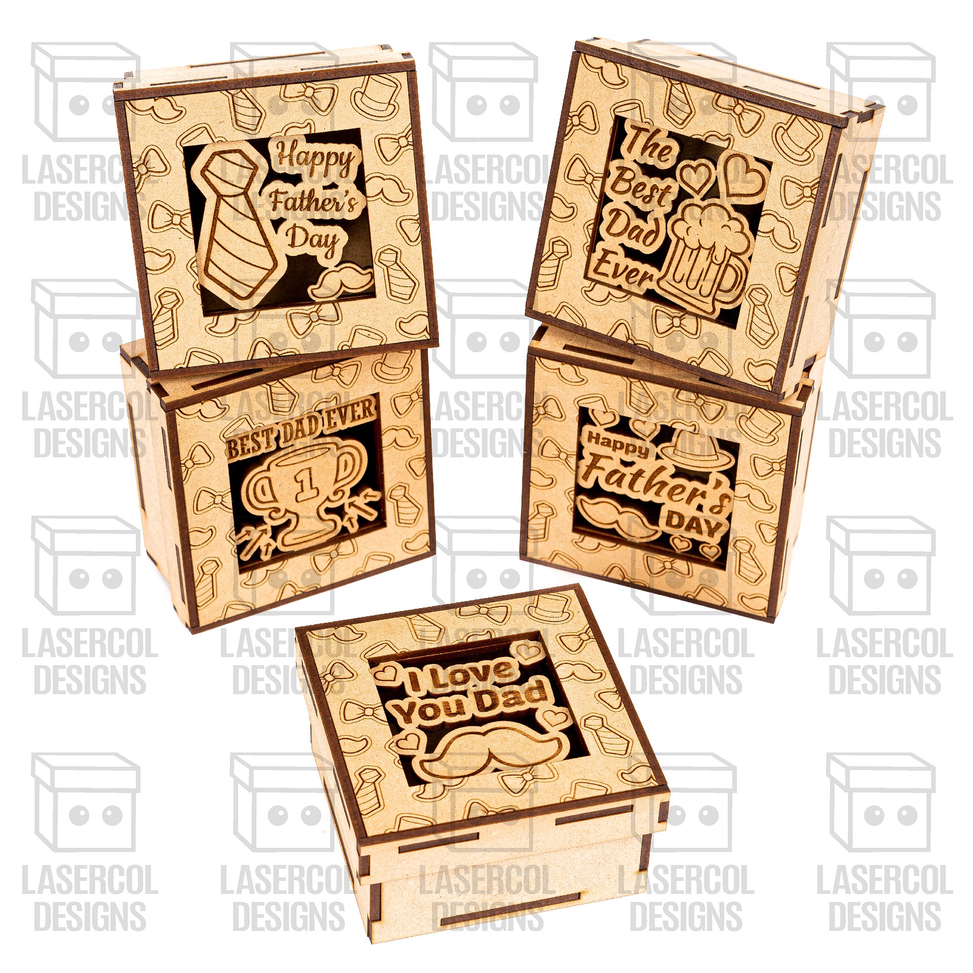 Free Laser File (MAY) - Father's Day Gift Boxes Set 1 (3 Sizes, 5 Styles) product image (8)