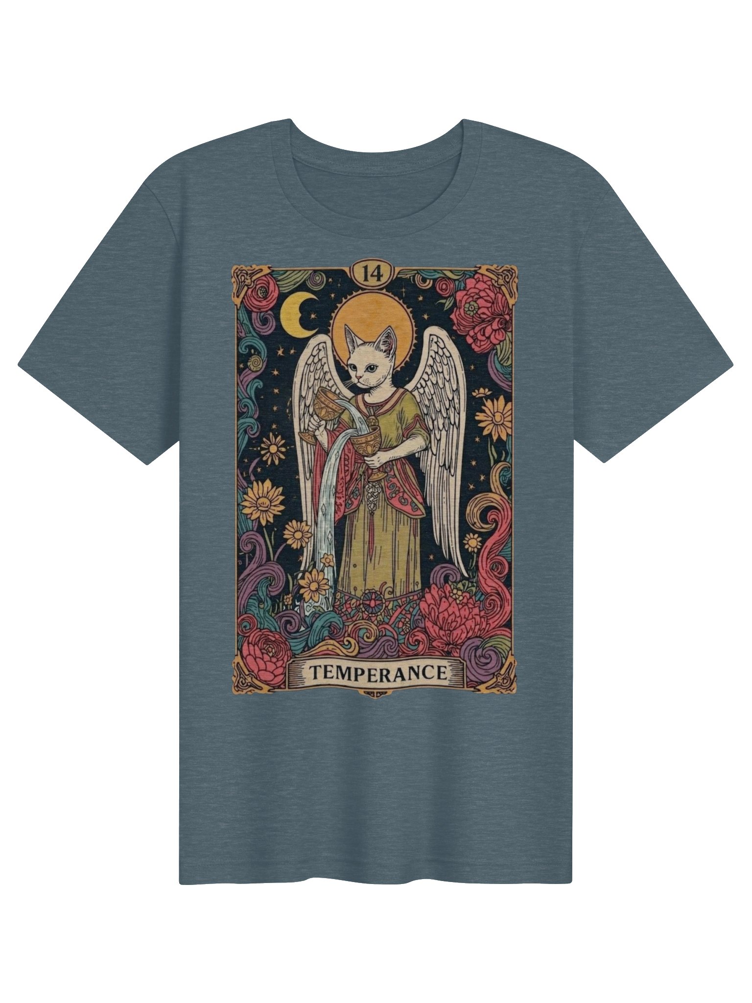 Temperance Tarot Cat Shirt, Celestial Floral Tee product image (2)
