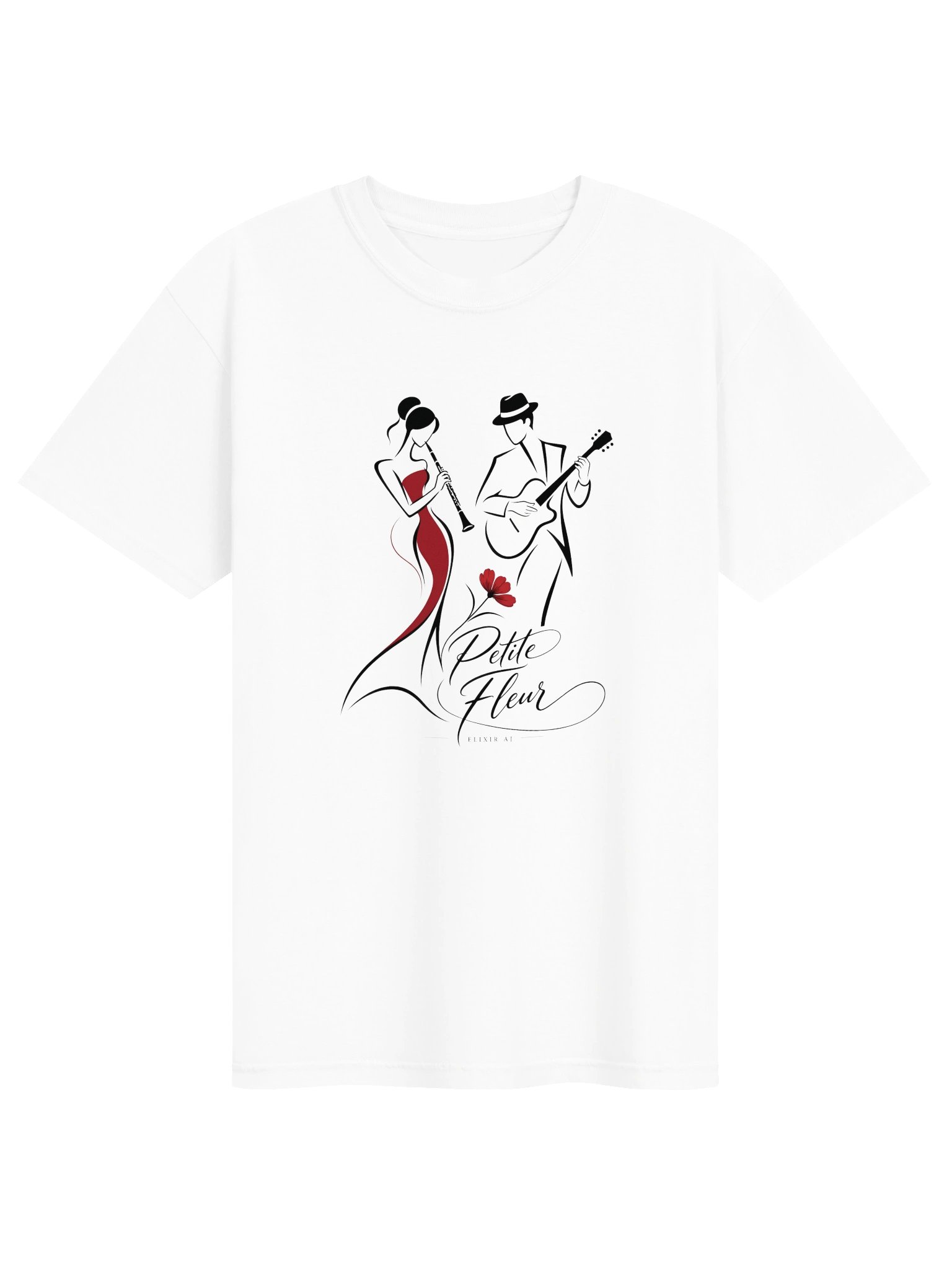 Petite Fleur – Elegant Jazz Line Art T-Shirt | Elixir AJ product image (1)
