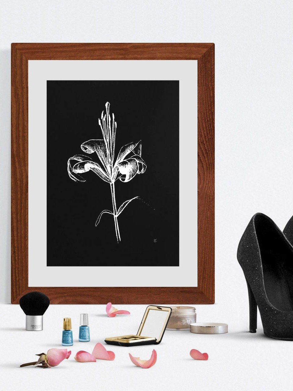 Ethereal Lily Sketch Poster - Fine Flower Dark product image (6)