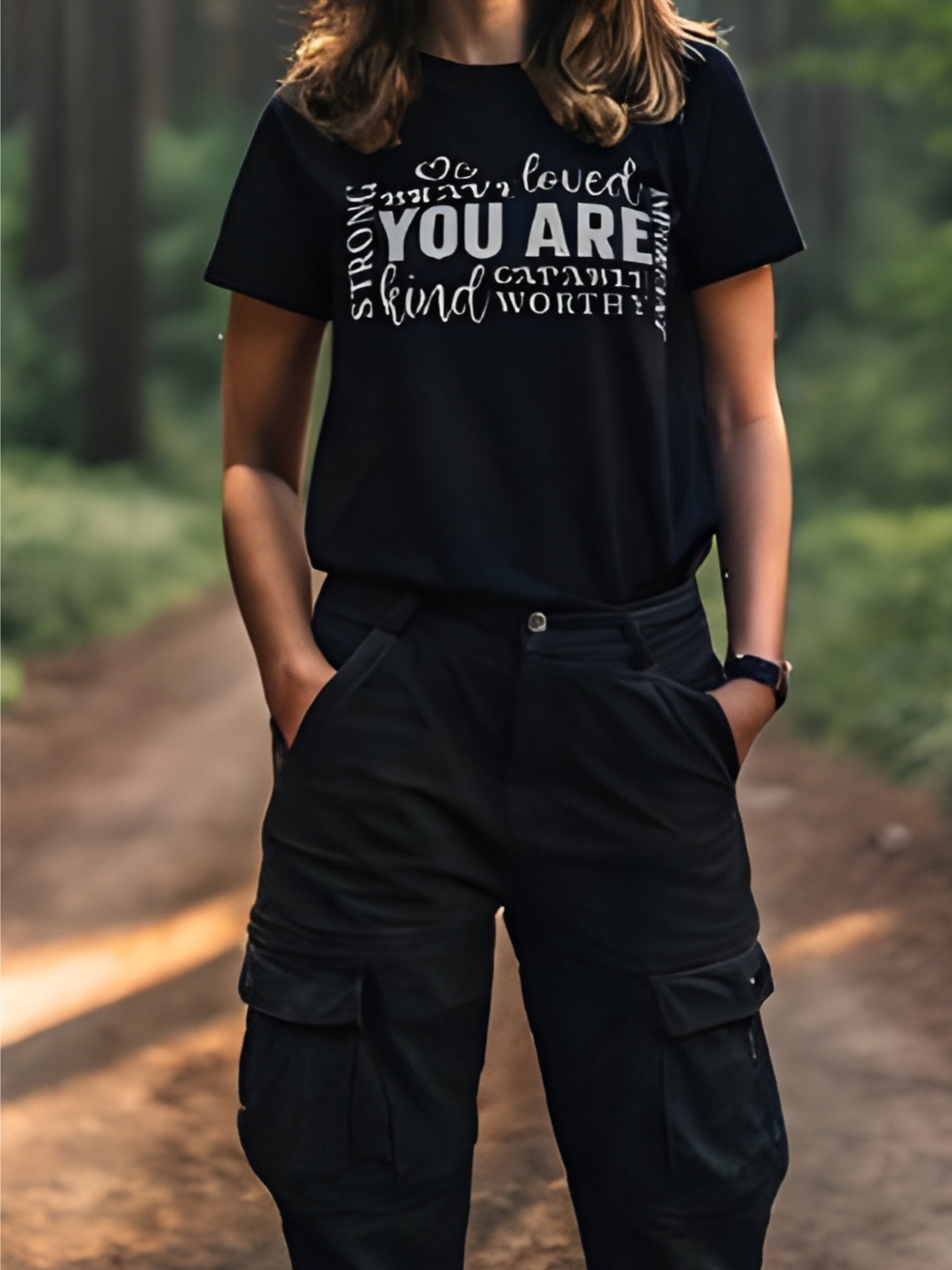 You Are Loved Strong Kind Brave - Women's Black T-Shirt product image (1)