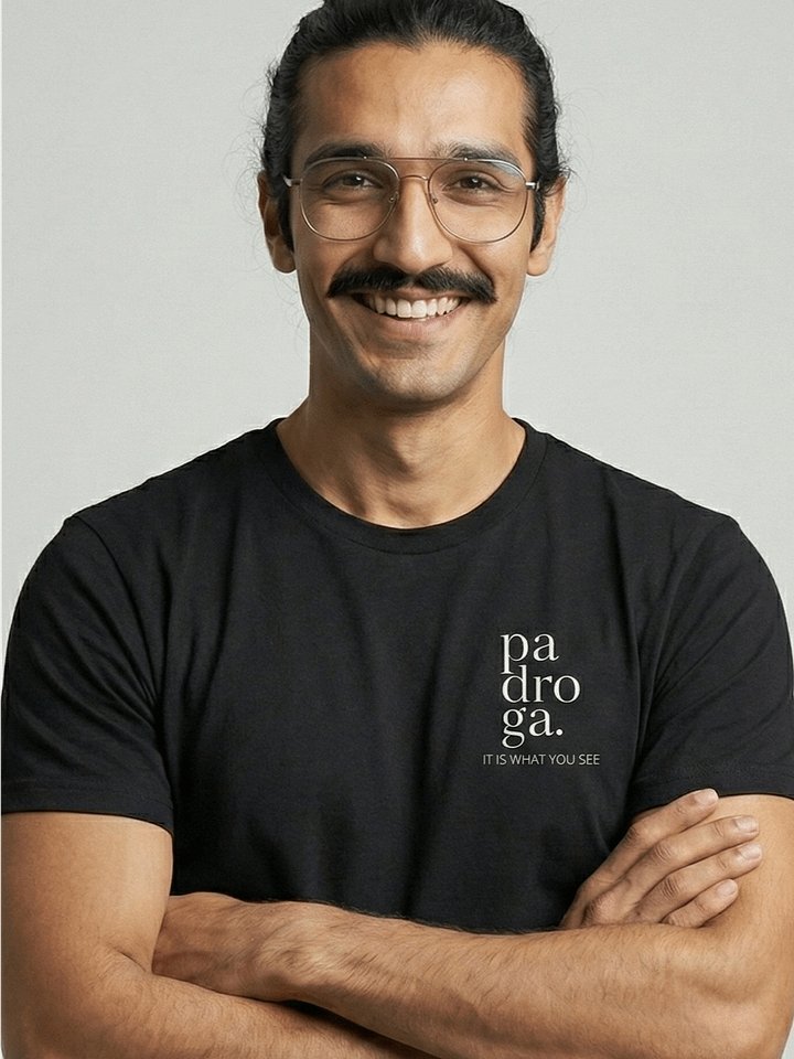 padroga. essentials black tshirt Francisco Llamas design product image (1)