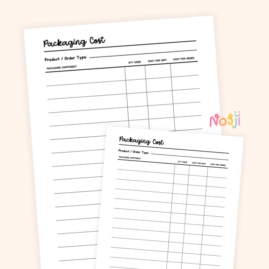 Packaging Cost Tracker Printable Order Packaging Cost Worksheet product image (1)