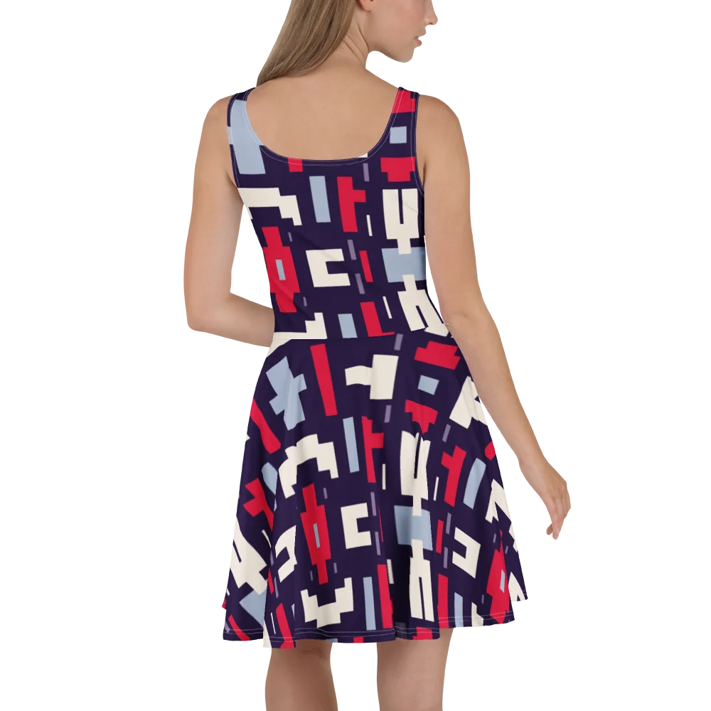 Purple Geometric Maze Skater Dress product image (4)