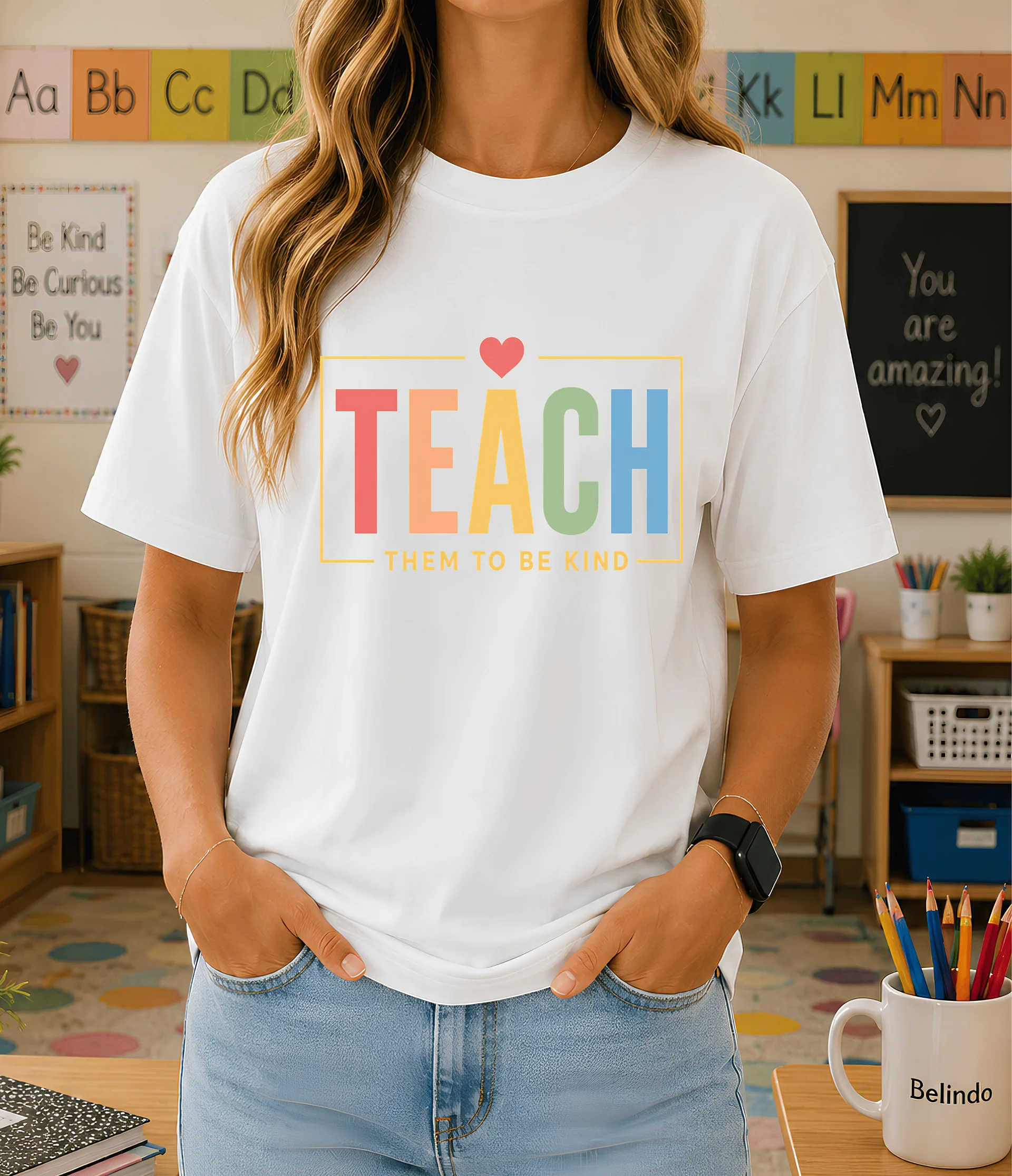 Teach Them To Be Kind Shirt – Cute Teacher Tee 💛 product image (1)