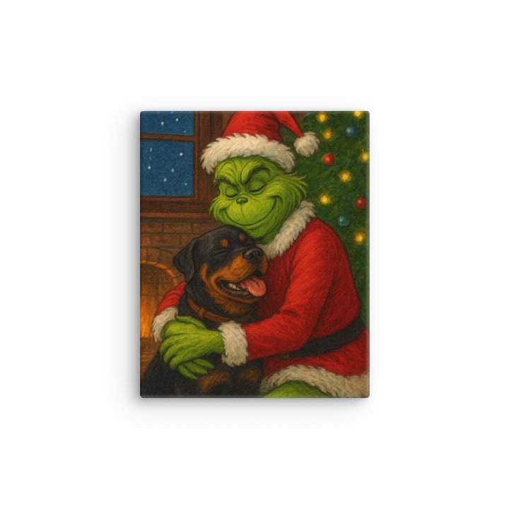Festive Grinch and Rottweiler Sleek Thin Canvas Artwork product image (3)