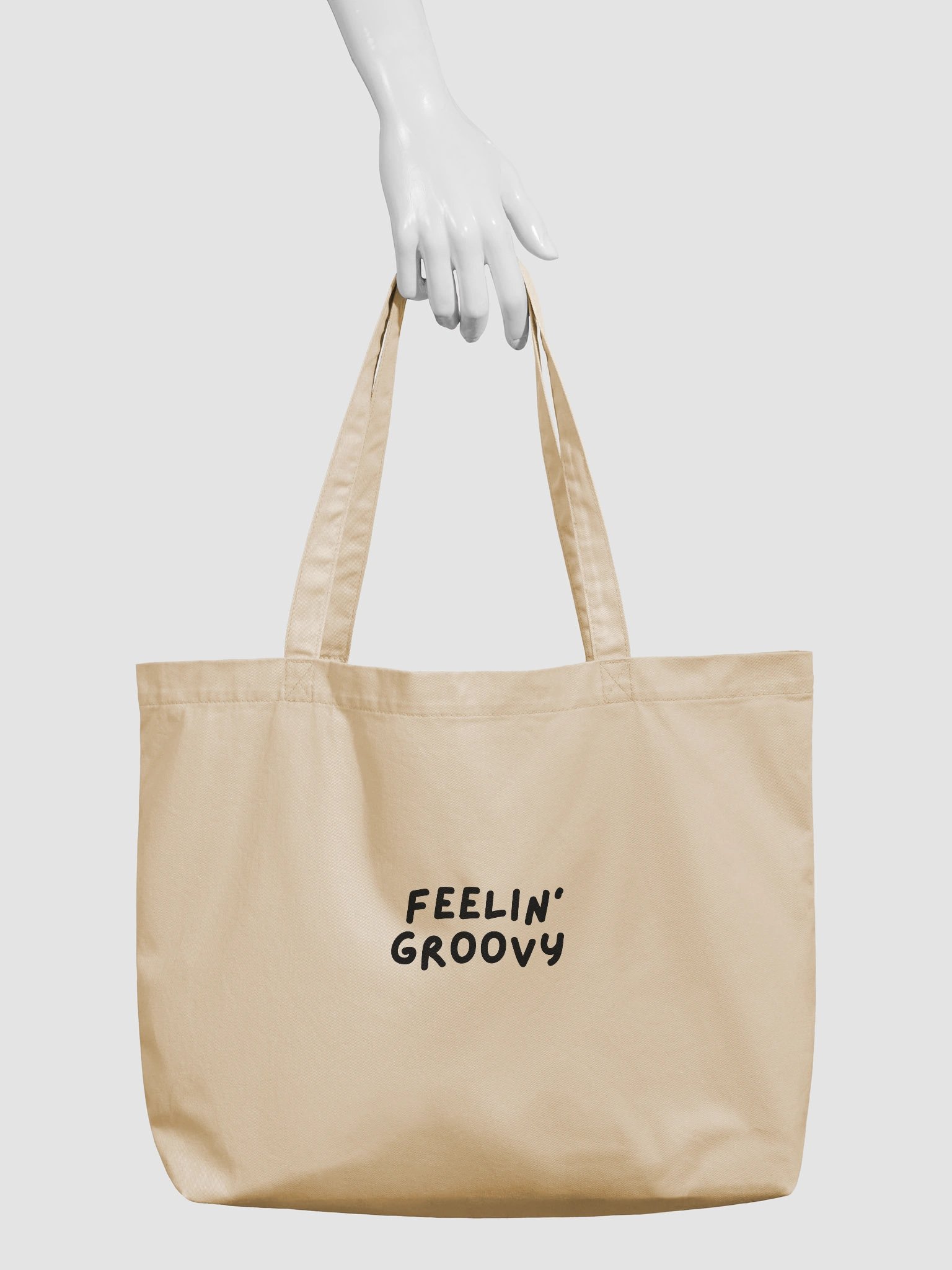 “Feelin’ Groovy” My Vibe Beige Tote Bag product image (3)