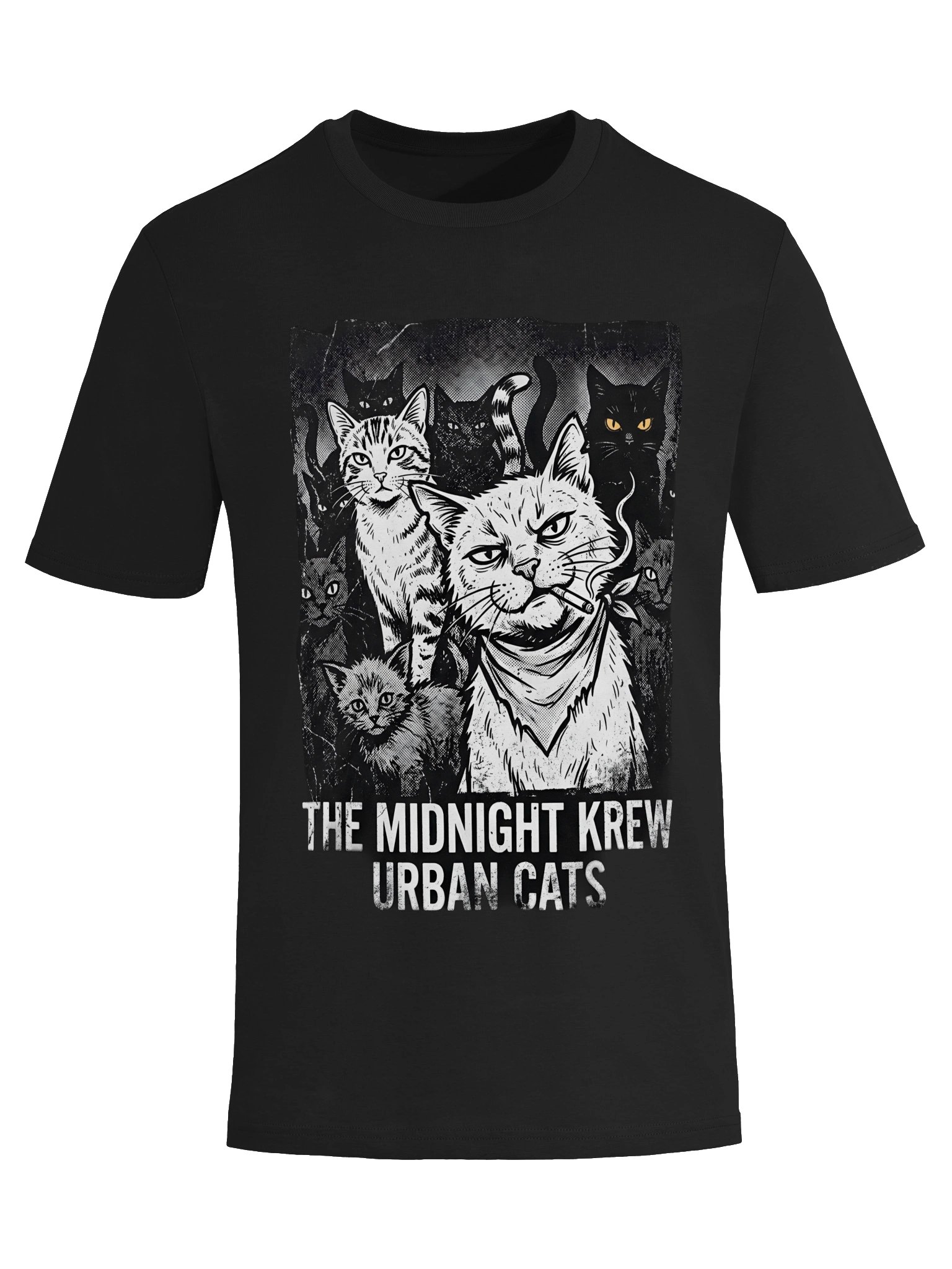 The Midnight Krew Urban Cats T-Shirt | Gritty Streetwear Cat Graphic Tee product image (39)