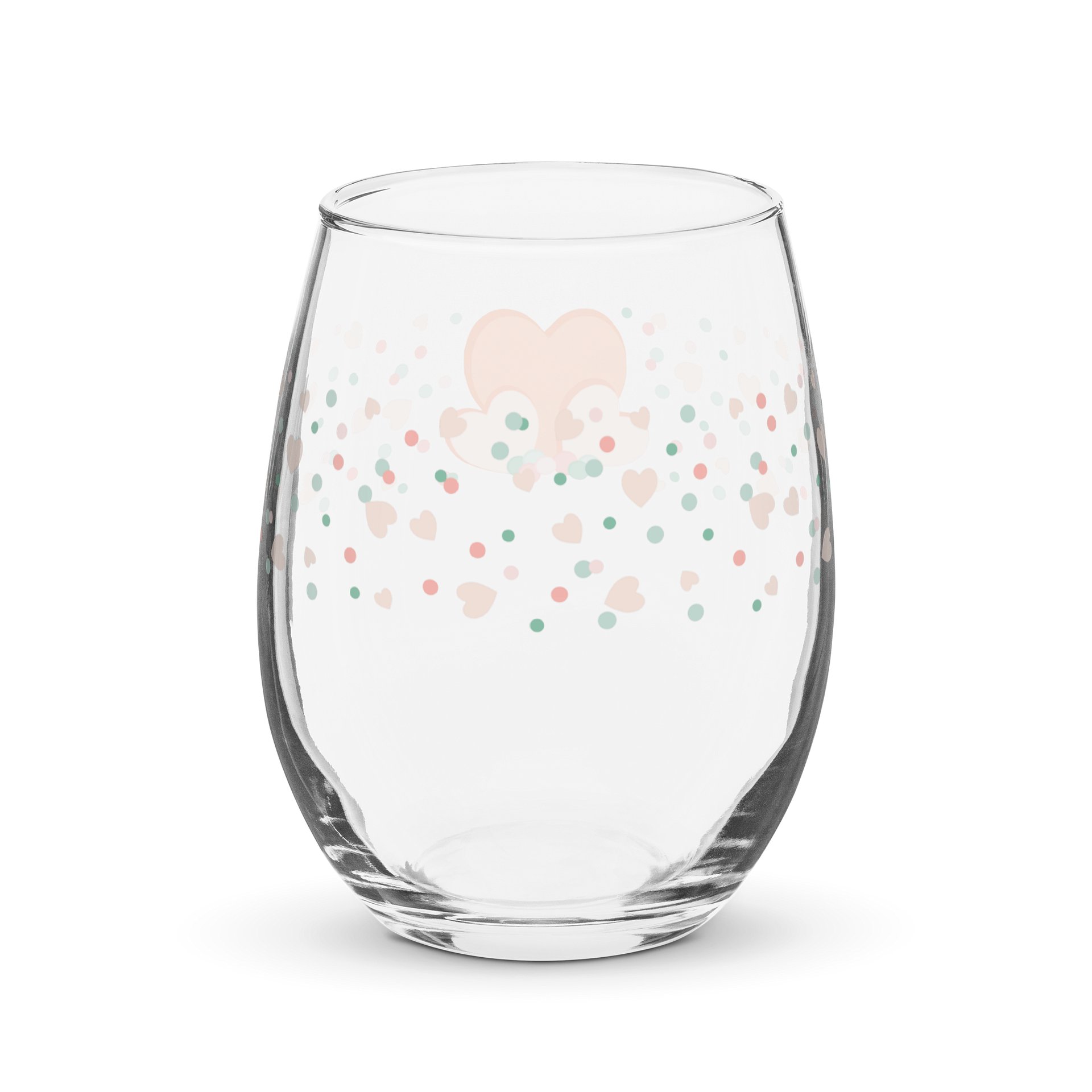 Peachy Hearts and Dots Wine Glass - Peach Fuzz product image (2)