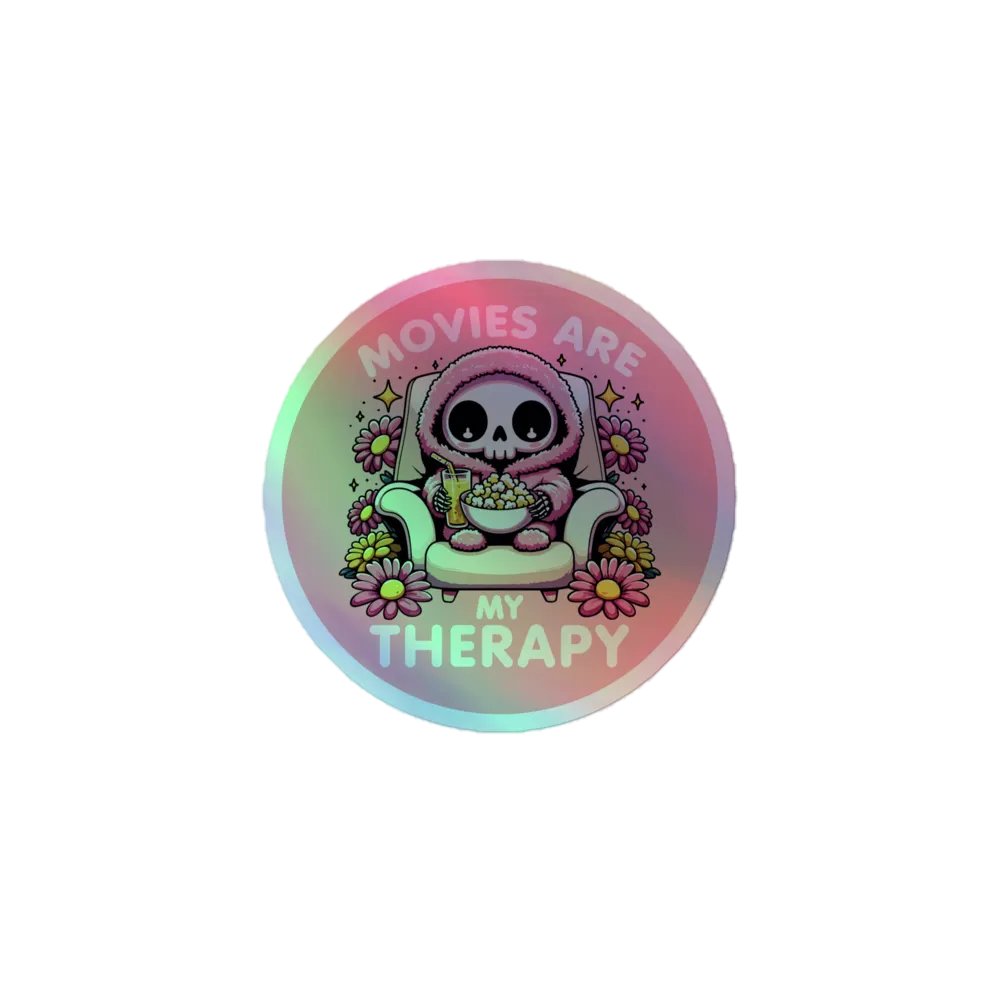 Pink PJ It Sticker-Movies Are My Therapy-Holographic Sticker product image (1)