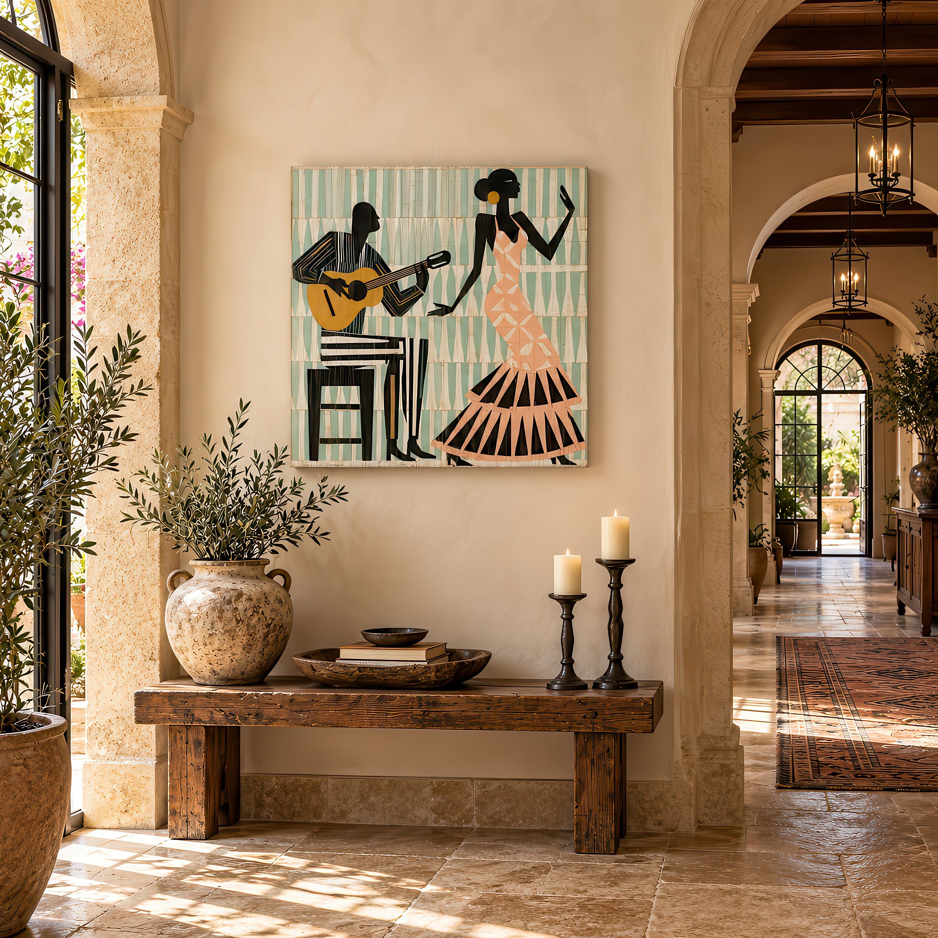 La Noche Española | Mid-Century Flamenco Birch Wood Art | Wall Decor | 24x24″ (60x60 cm) product image (3)