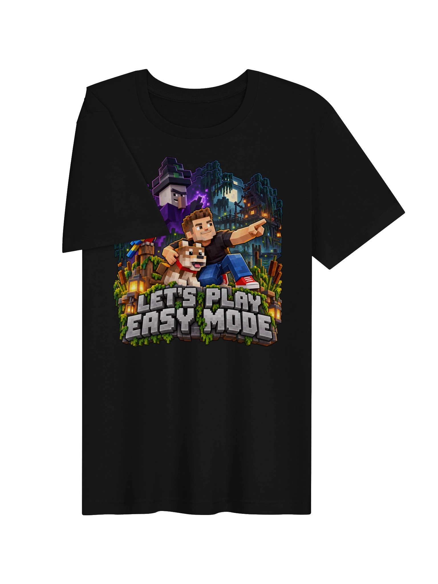 Let’s Play Easy Mode: Block World Adventure Tee - Black product image (6)