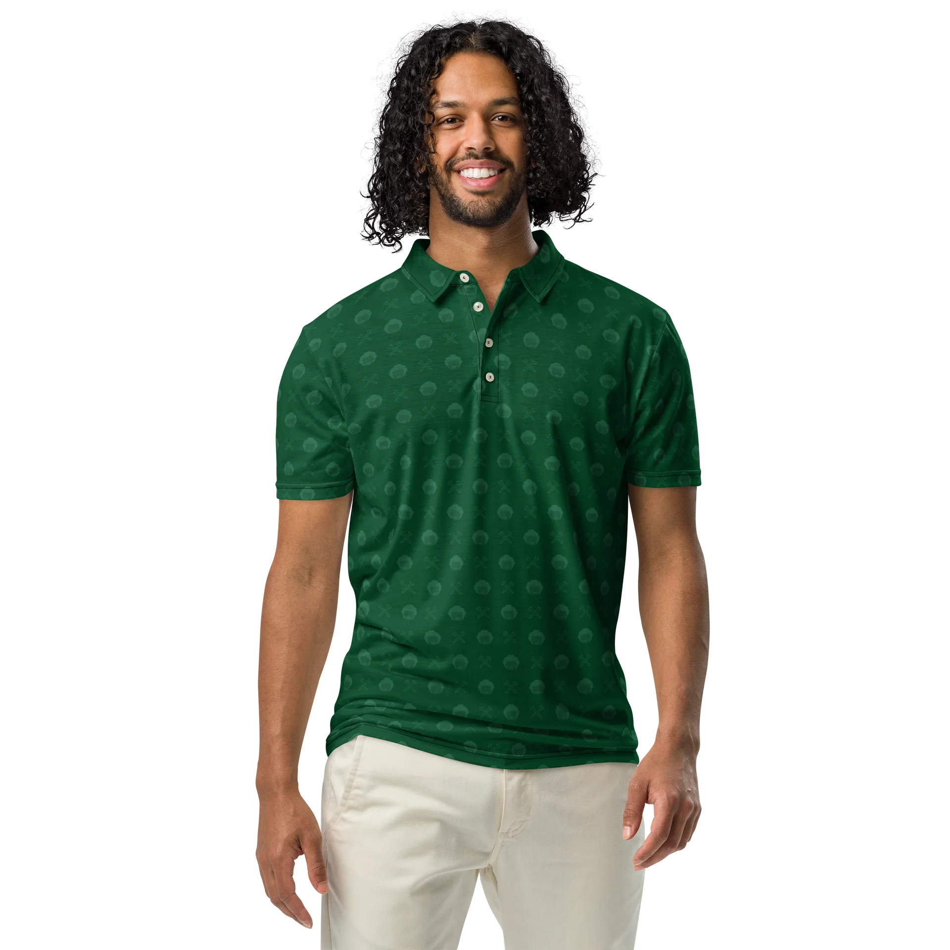 Golf Pattern Forest Green Printed Polo product image (3)