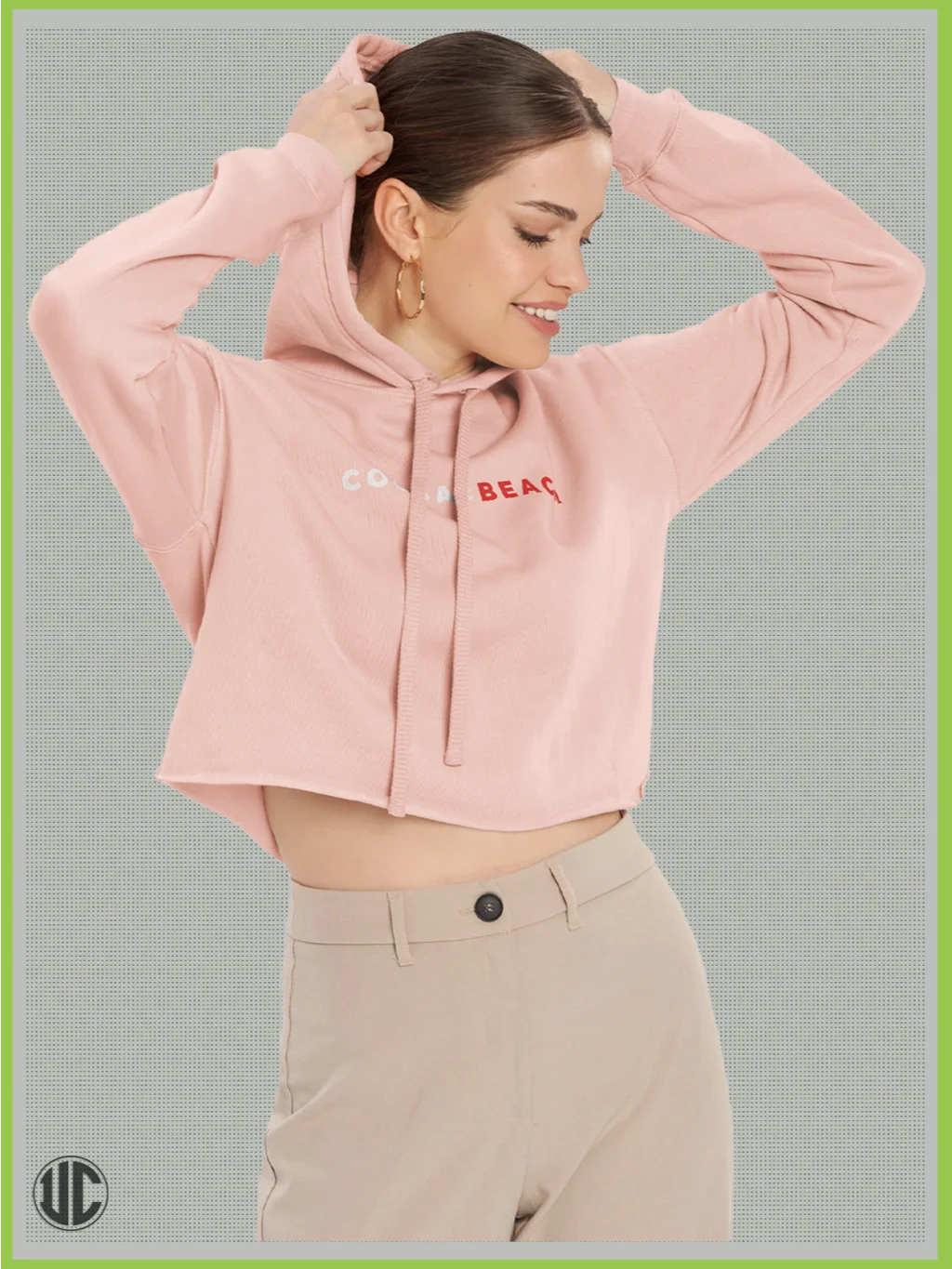 Cocoa Beach Crop Hoodie for Women – Cute Surf Graphic, Streetwear Fit, Soft Cotton Pullover product image (6)