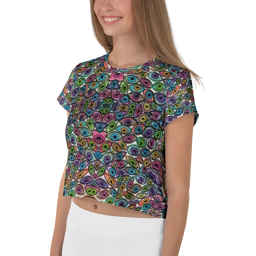 Psychedelic Eyes All Over Print Crop Tee | Eye See You Too product image (3)