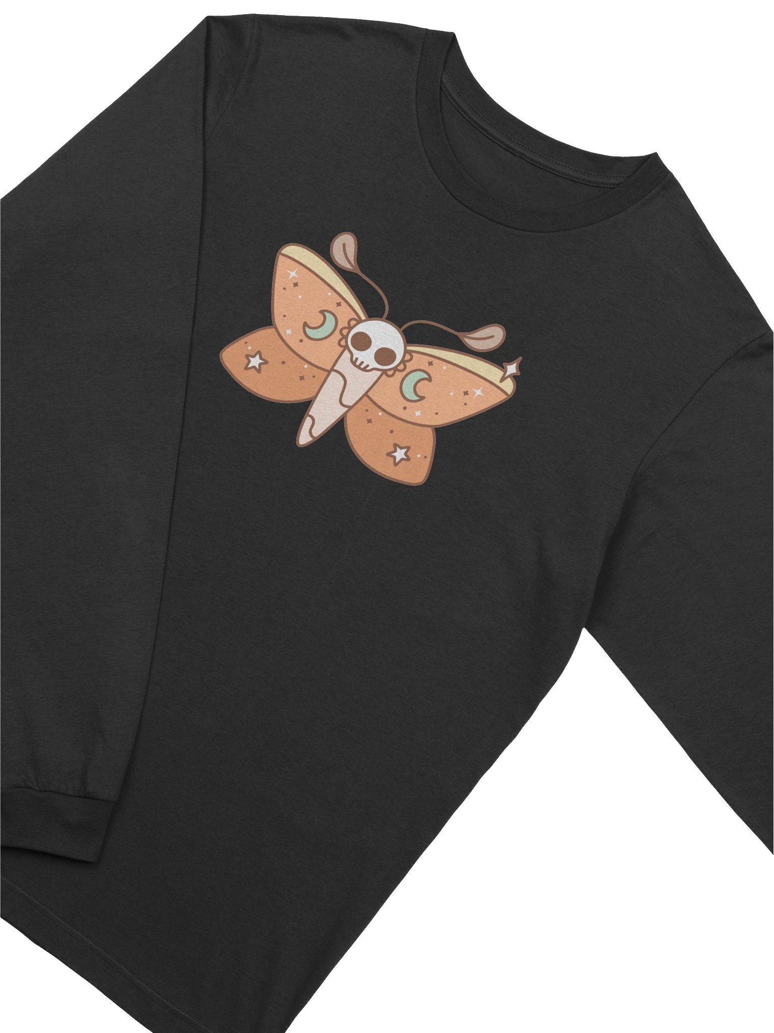 Moonlit Wings Long Sleeve T-Shirt | Celestial Moth Vintage Boho Character Tee product image (3)