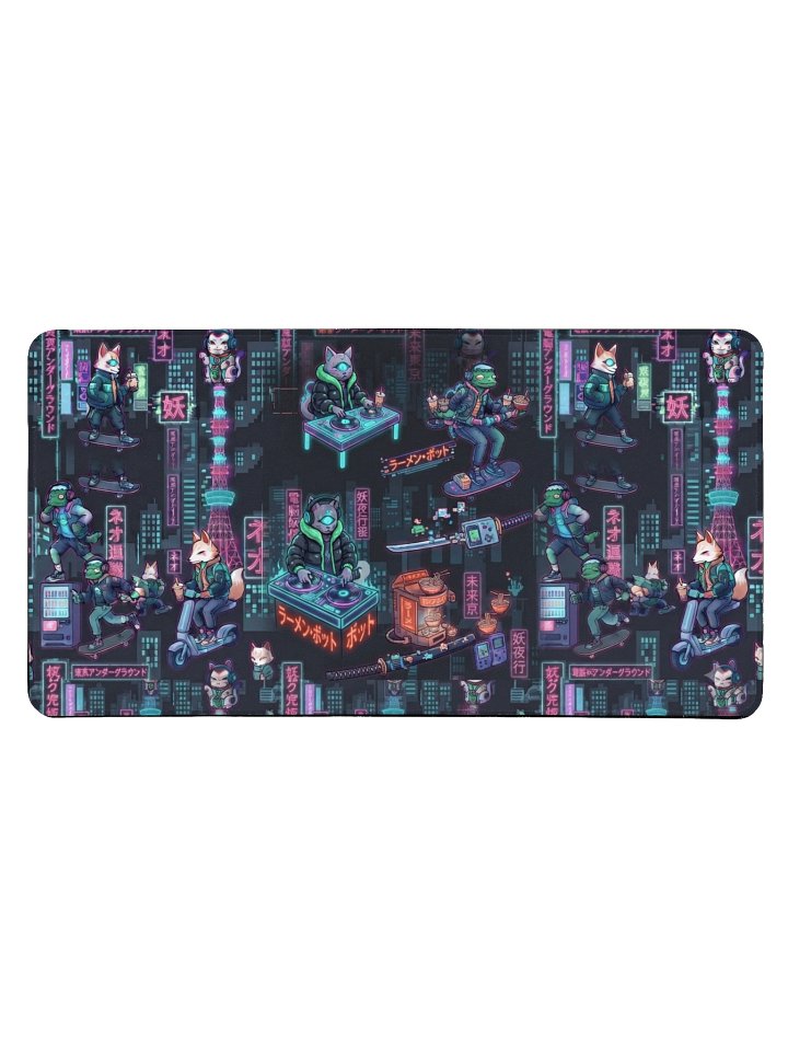 Urban Yōkai Neon Cyberpunk Desk Mat - 15.5" x 31.5" Large Gaming Pad product image (1)