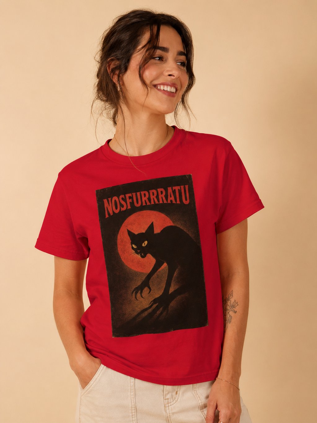Nosfurrratu Vampire Cat T-Shirt – Gothic Black Cat Horror Tee for Halloween and Spooky Cat Lovers product image (1)