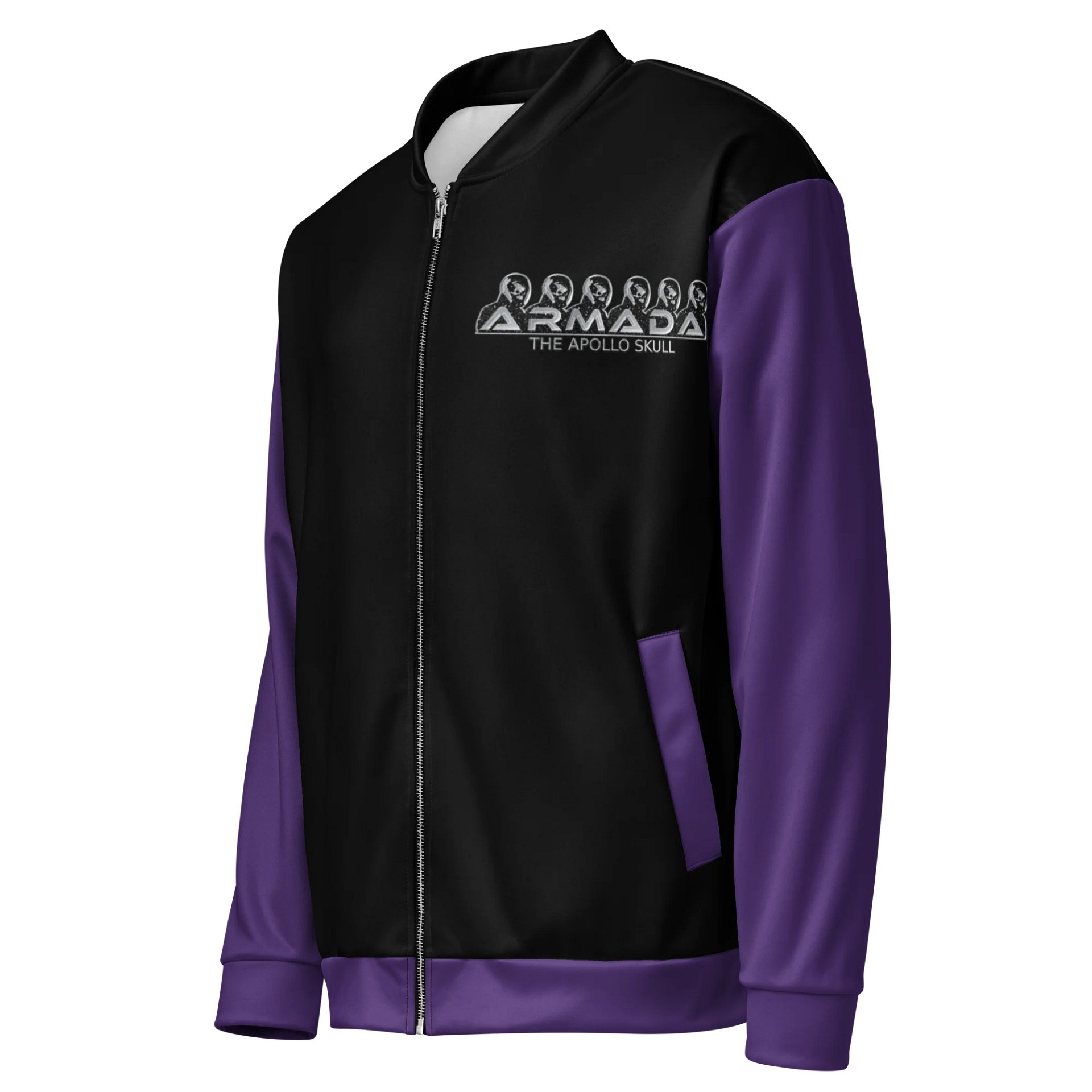 Armada Skull Purple Sleeves Bomber Jacket product image (3)