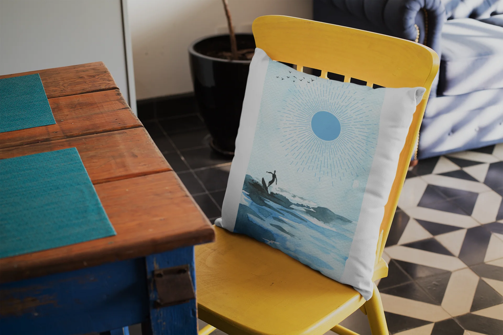 Tranquil Surfing Seascape Pillow product image (7)