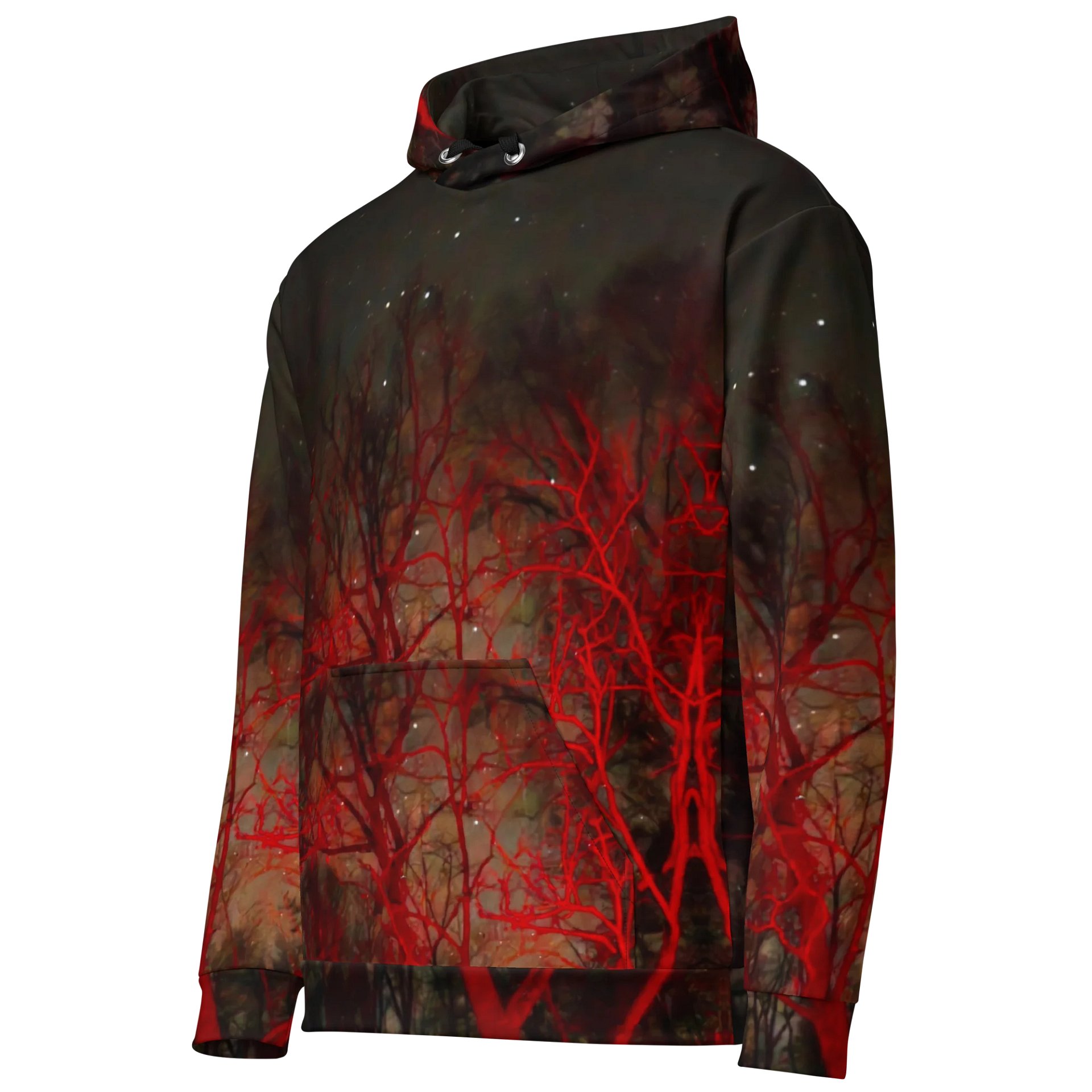 Red Tree Night Sky Canvas Hoodie product image (2)