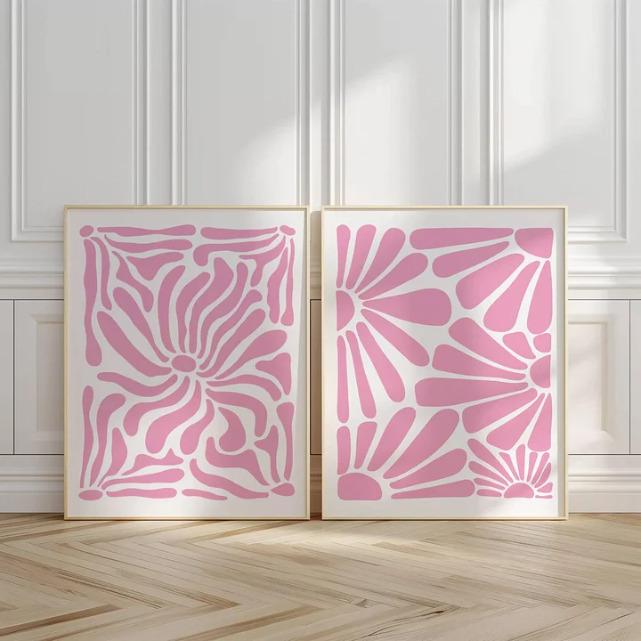 Soft Pink Wall Art Set of 2 Prints, Matisse Flower Print product image (1)