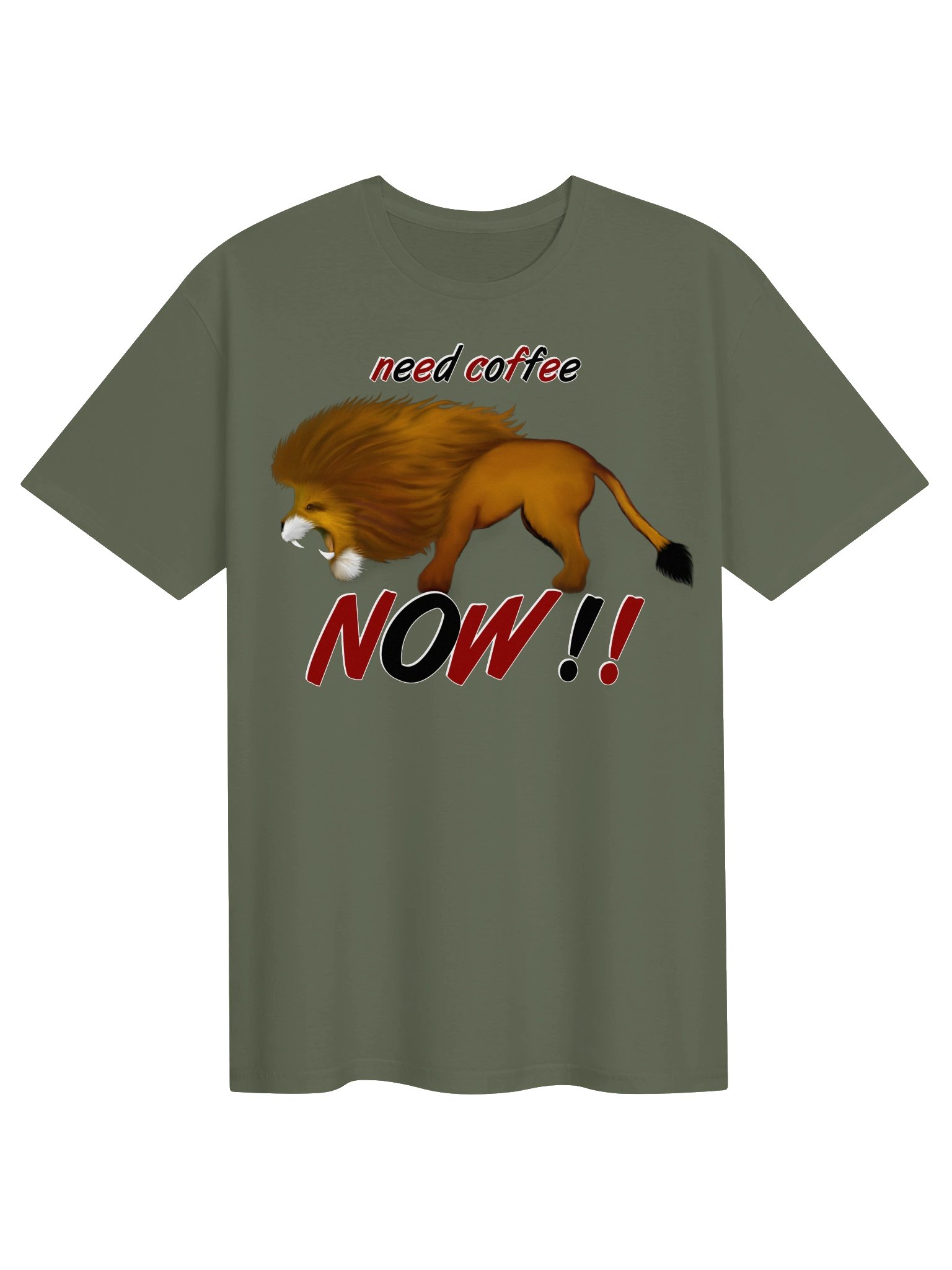 Lion "Need Coffee NOW" T-Shirt. Unisex Gildan Softstyle T-Shirt product image (1)