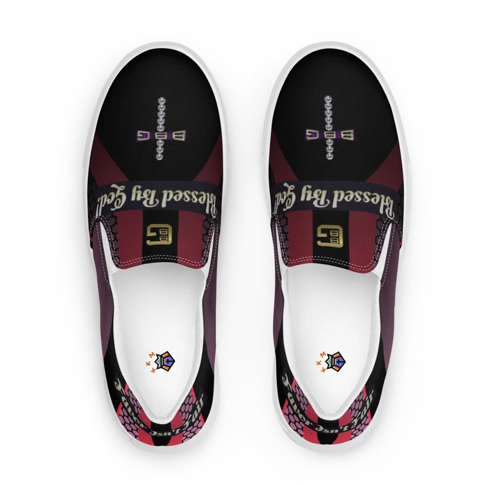 BBG Diamond Cross Black and Purple Men's Slip Ons V2 product image (9)