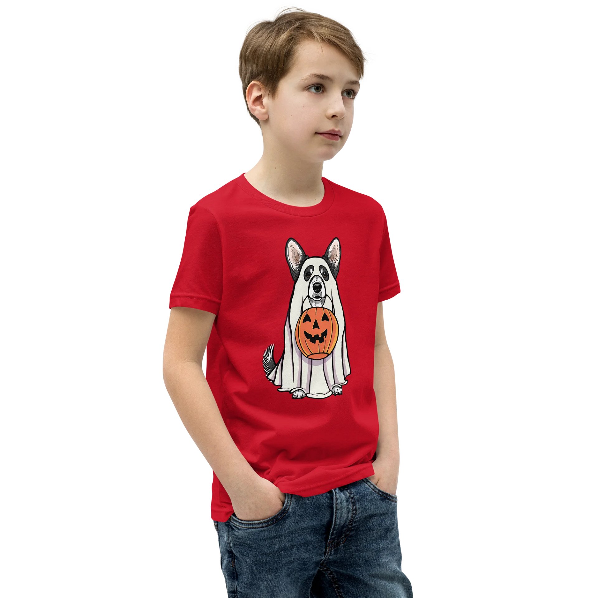 Halloween Cardigan Welsh Corgi(Black & White) Youth T-Shirt product image (2)