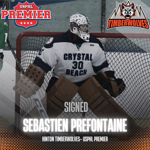 2009 goalie Sebastien Prefontaine is now going to the @hinton.timberwolves of the USPHL Premier AB Division for the 26-27” se...