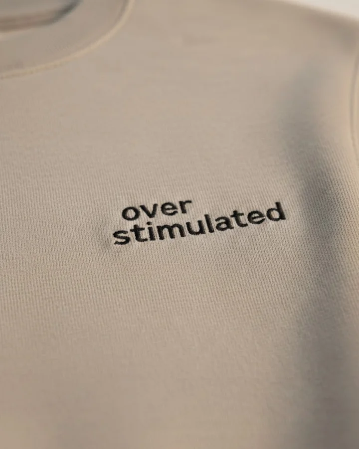 overstimulated | Embroidered Boxy Crewneck - Funny Mom Humor & Sensory Overload Gift product image (2)