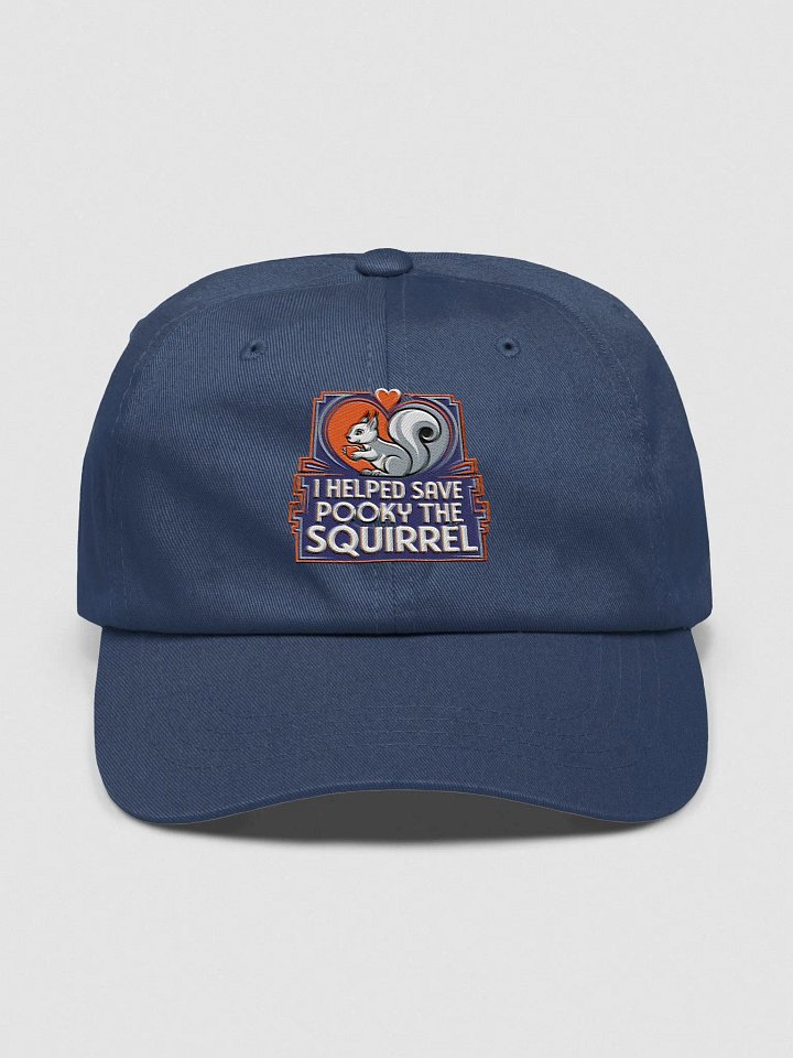 Baseball Hat: I helped Save Pooky the squirrel. Navy and Red. product image (1)