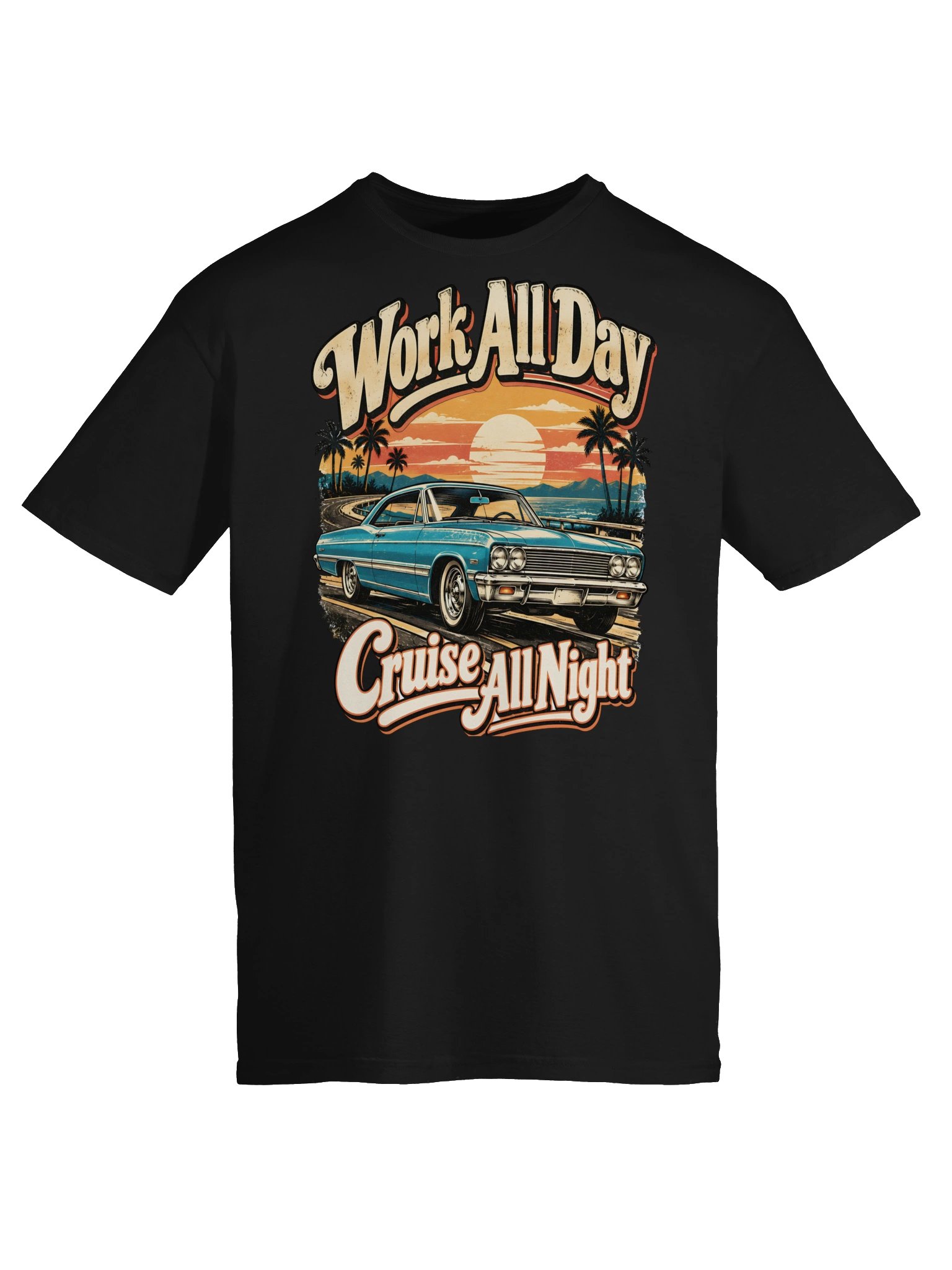 Work All Day Cruise All Night Retro Car Tee product image (45)
