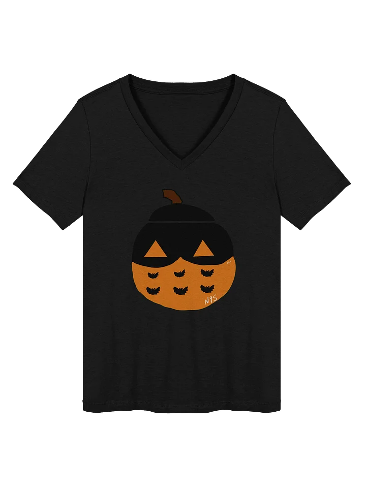 Mask-O-Lantern v-neck tee (orange mask) product image (1)