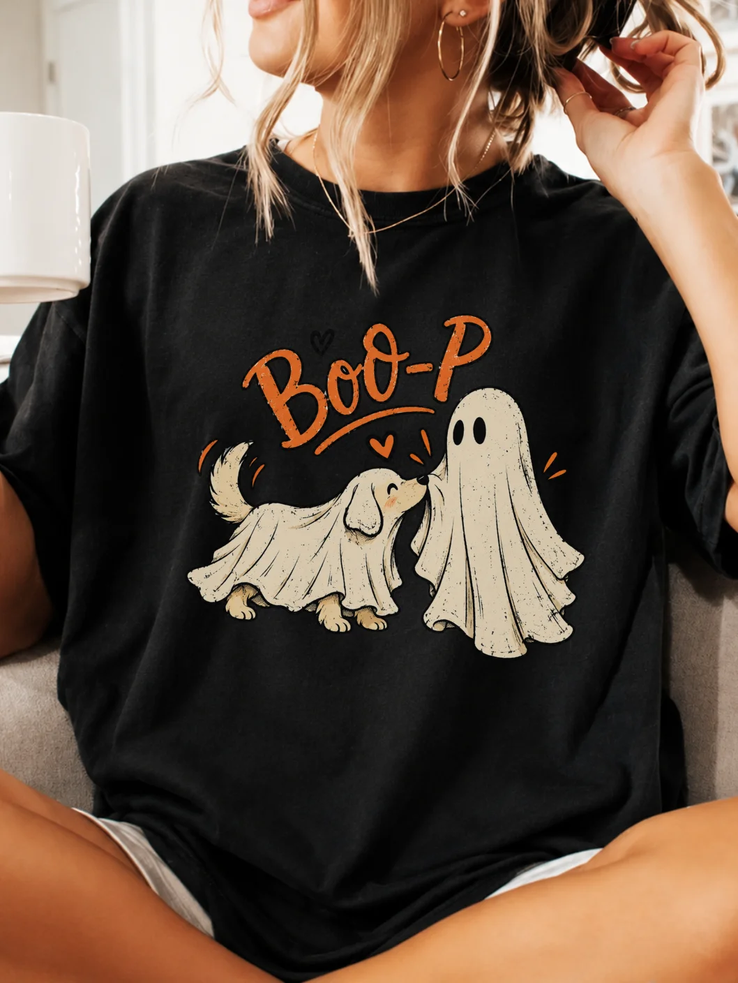 Boo-P Ghost Dog Halloween T-Shirt, Cute Spooky Dog Tee, Ghost Costume Shirt, Funny Halloween Shirt, Dog Lover Gift, Vintage Halloween Tee product image (2)