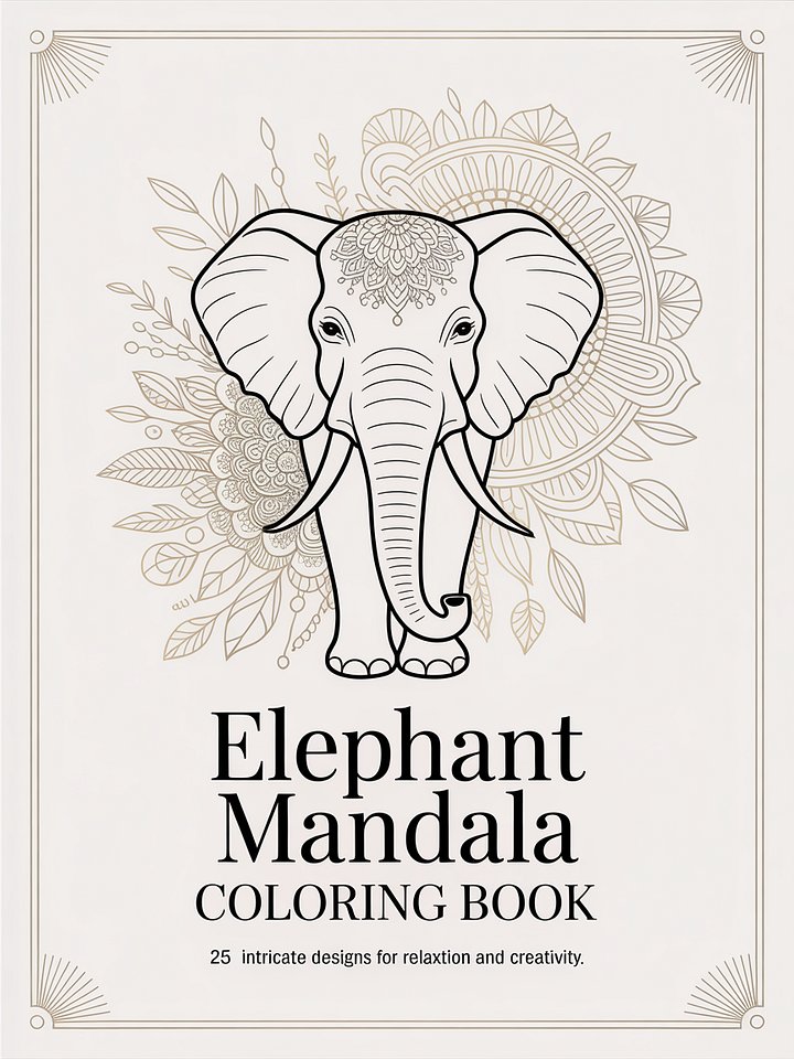 25 Elephant Mandala Coloring Pages product image (1)