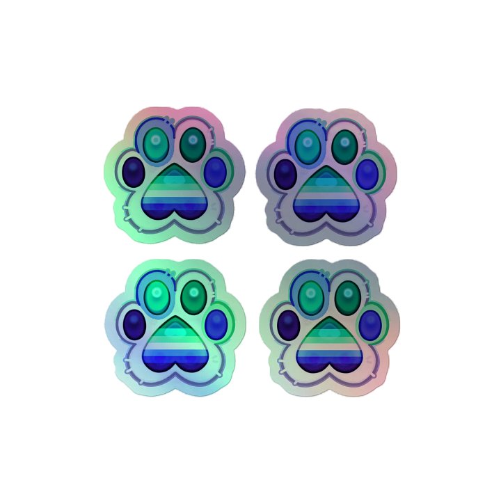 Gay Pride Paw Print Holographic Kiss Cut Sticker Sheet product image (1)