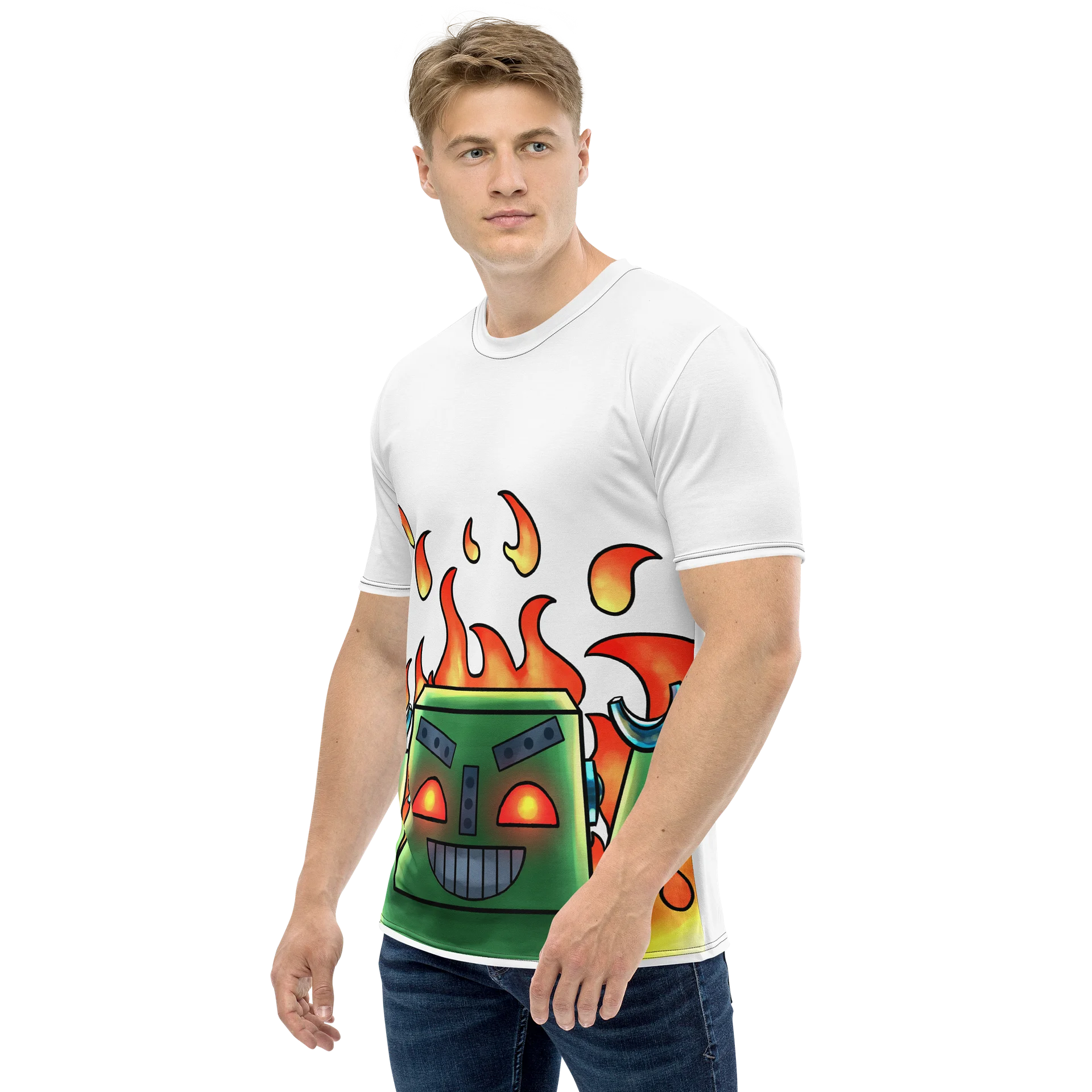 Flame-Raising Robot All-Over Print T-Shirt (MACH 2 Evil) product image (3)