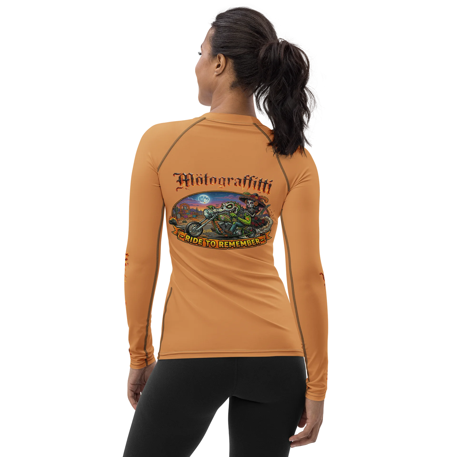 Women's MötoGraffitti Ride to Remember "Rash Guard"Tee Safety Orange product image (2)