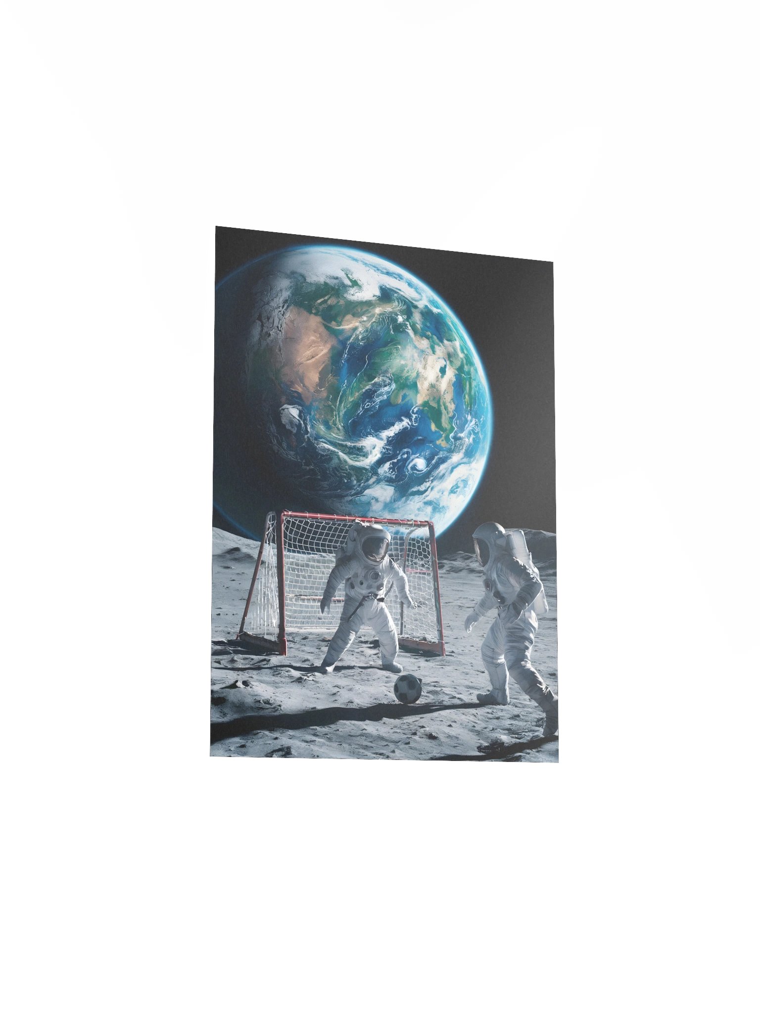 Moon Soccer Poster – Photorealistic Astronaut Space Humor Wall Art product image (4)