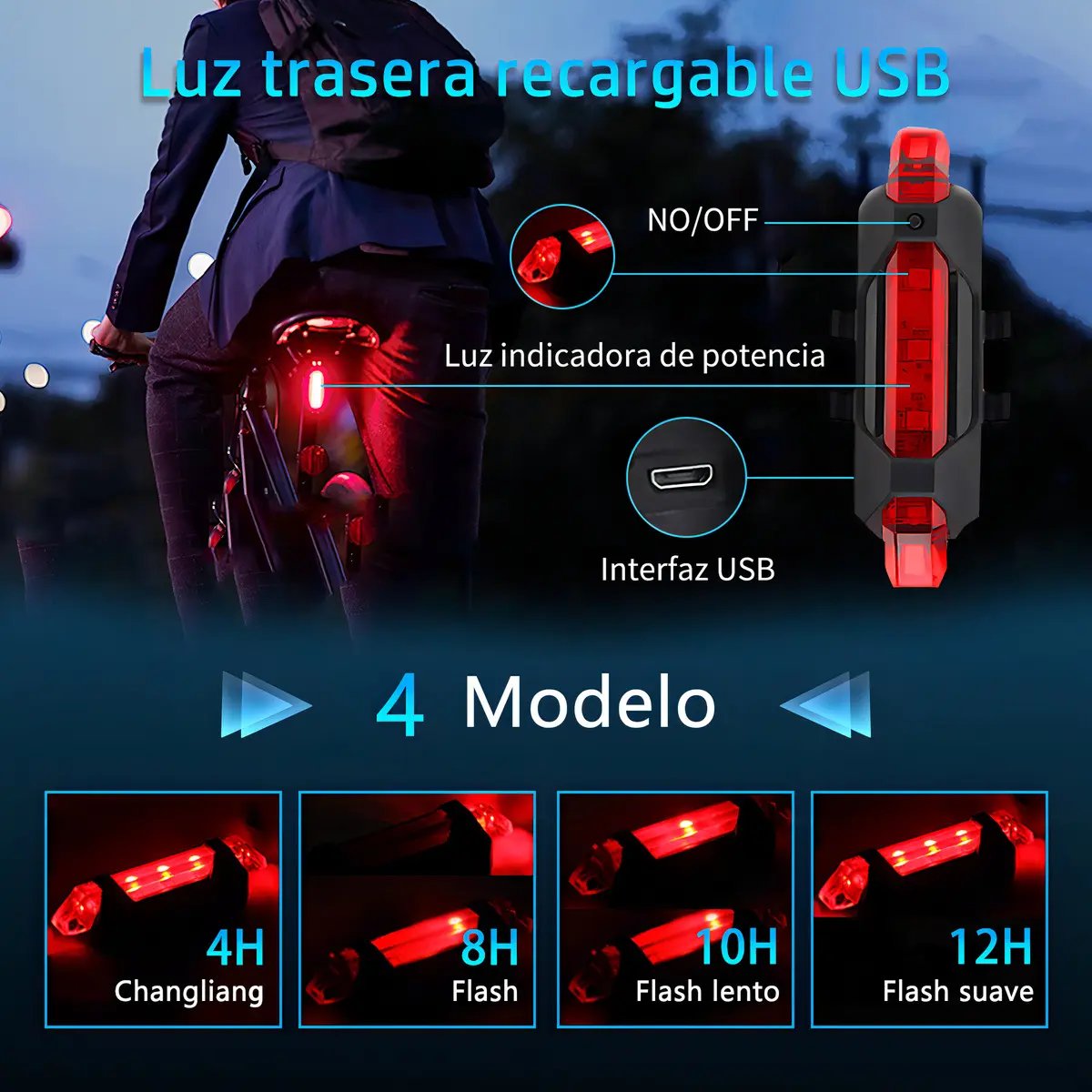 Luces Solares Led Accesorio Para Bicicletas Baterias Recargables product image (3)