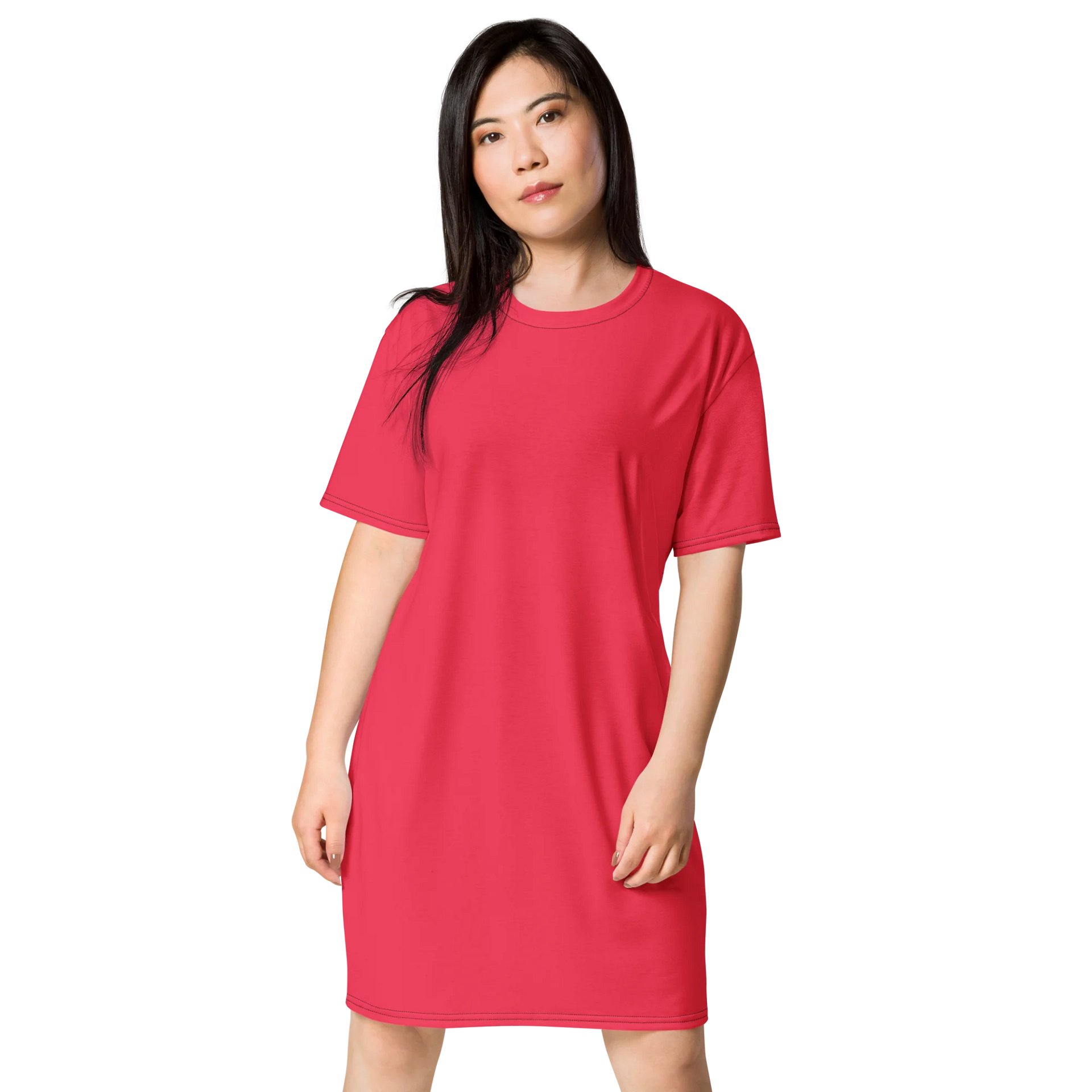 Oversized T-Shirt Dress - Vivid Radical Red, Sizes 2XS-6XL product image (1)