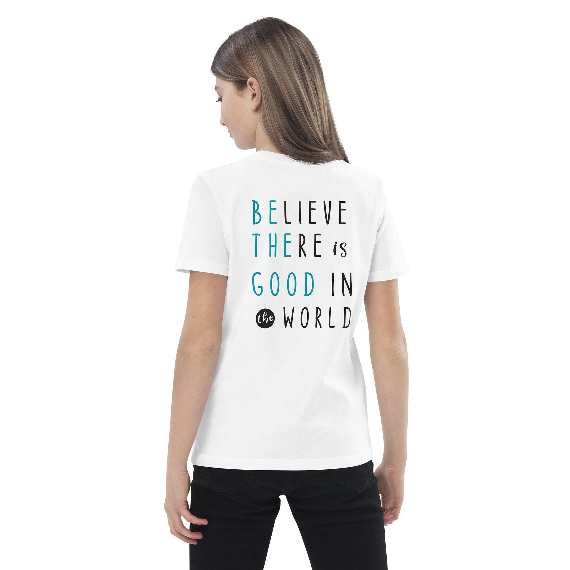 Believe There Is Good in the World Organic Youth T-Shirt | Inspirational Kids Graphic Tee product image (6)