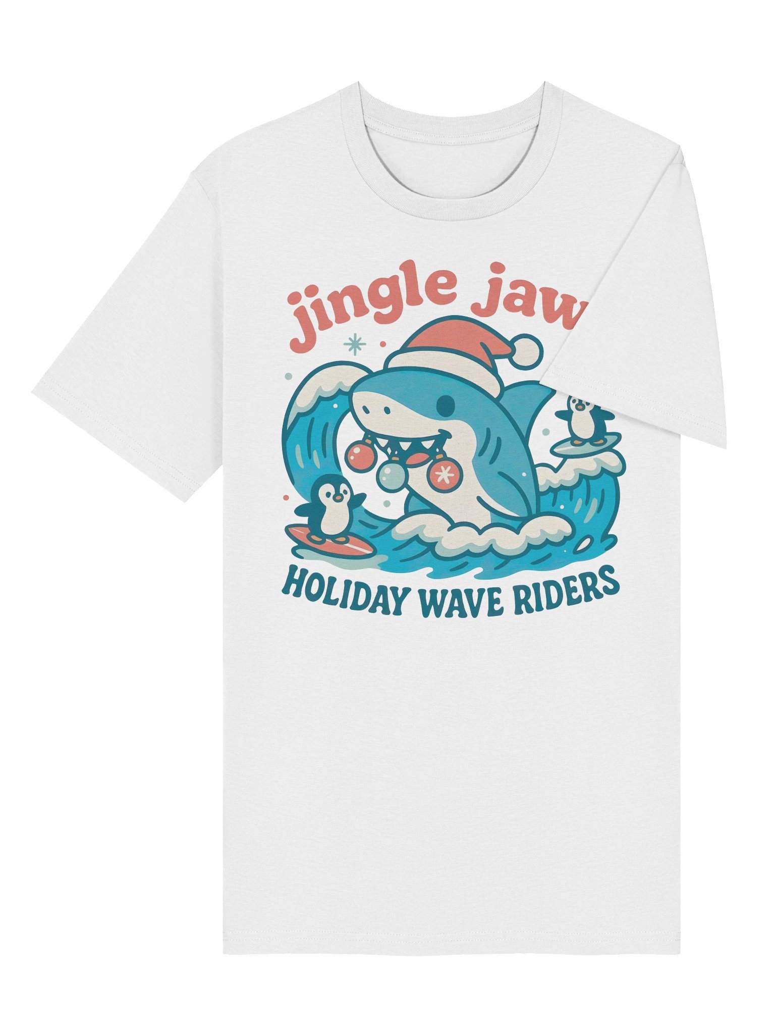 Jingle Jaws Holiday Wave Riders Organic T-Shirt product image (6)