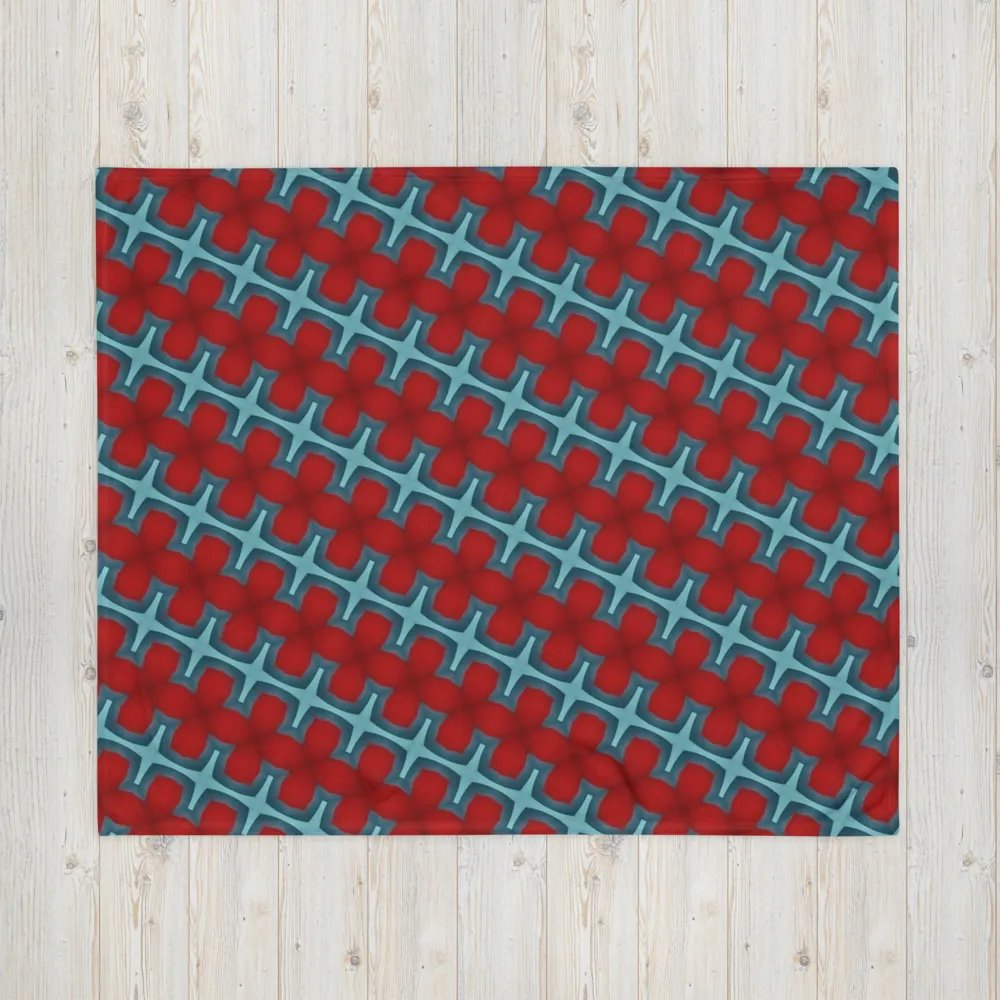 Red & Blue Diagonal Floral Throw Blanket product image (6)