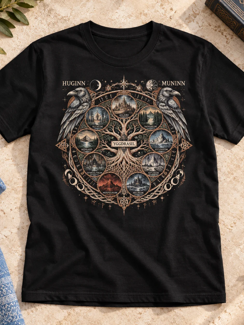 The Nine Realms Yggdrasil Cosmogony T-Shirt product image (3)