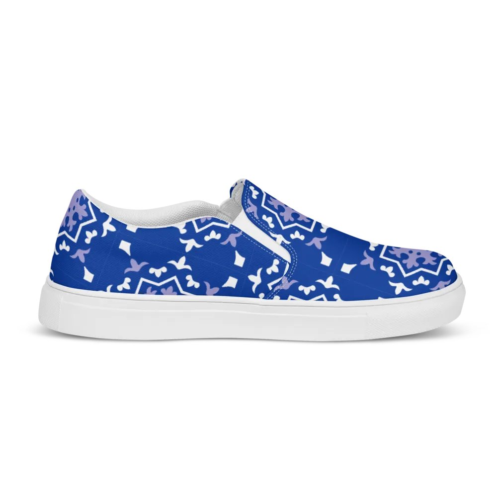 Blue Tile Canvas Slip-Ons for Women product image (7)
