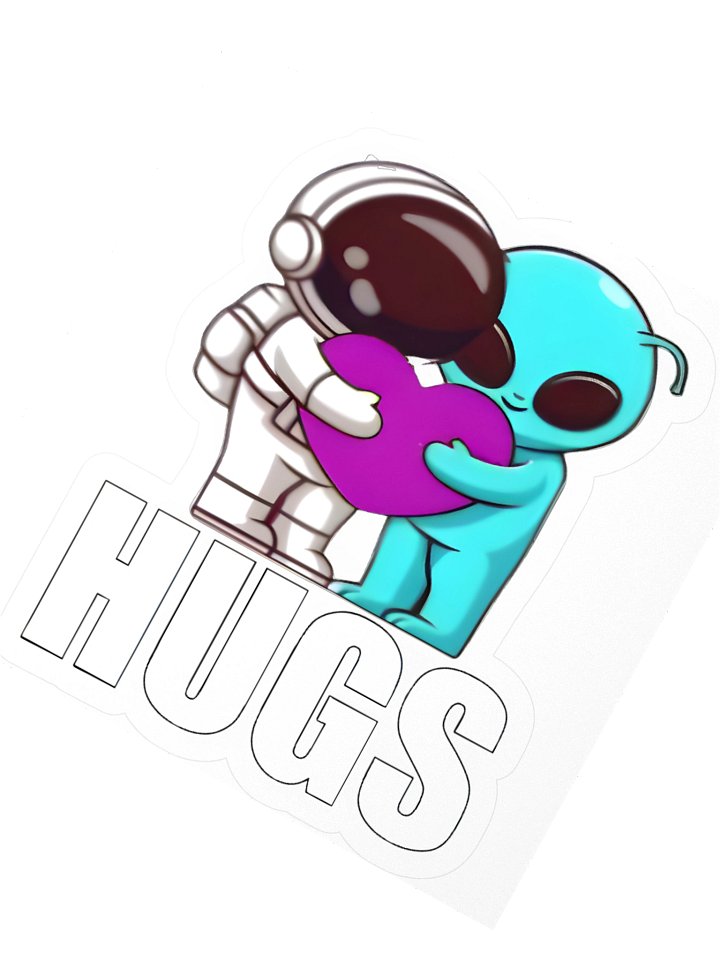 Cosmic Hugs — Astronaut & Alien Kiss-Cut Sticker product image (4)